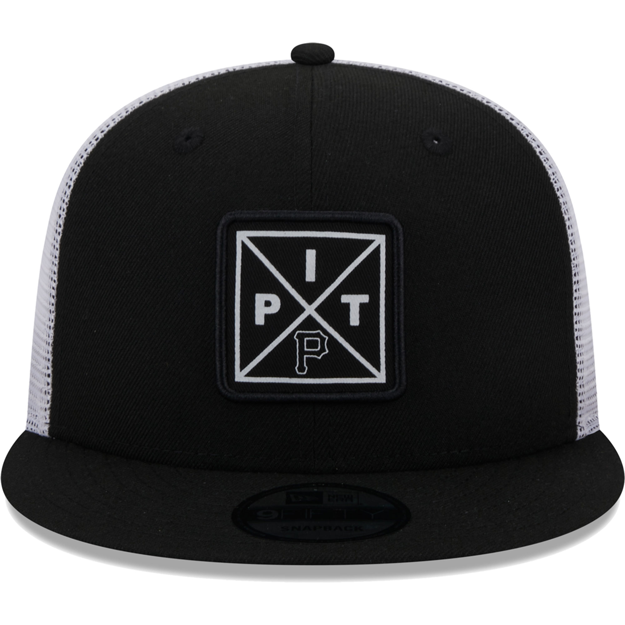 Pittsburgh Pirates New Era Vert Squared Trucker 9FIFTY Snapback Hat - Black