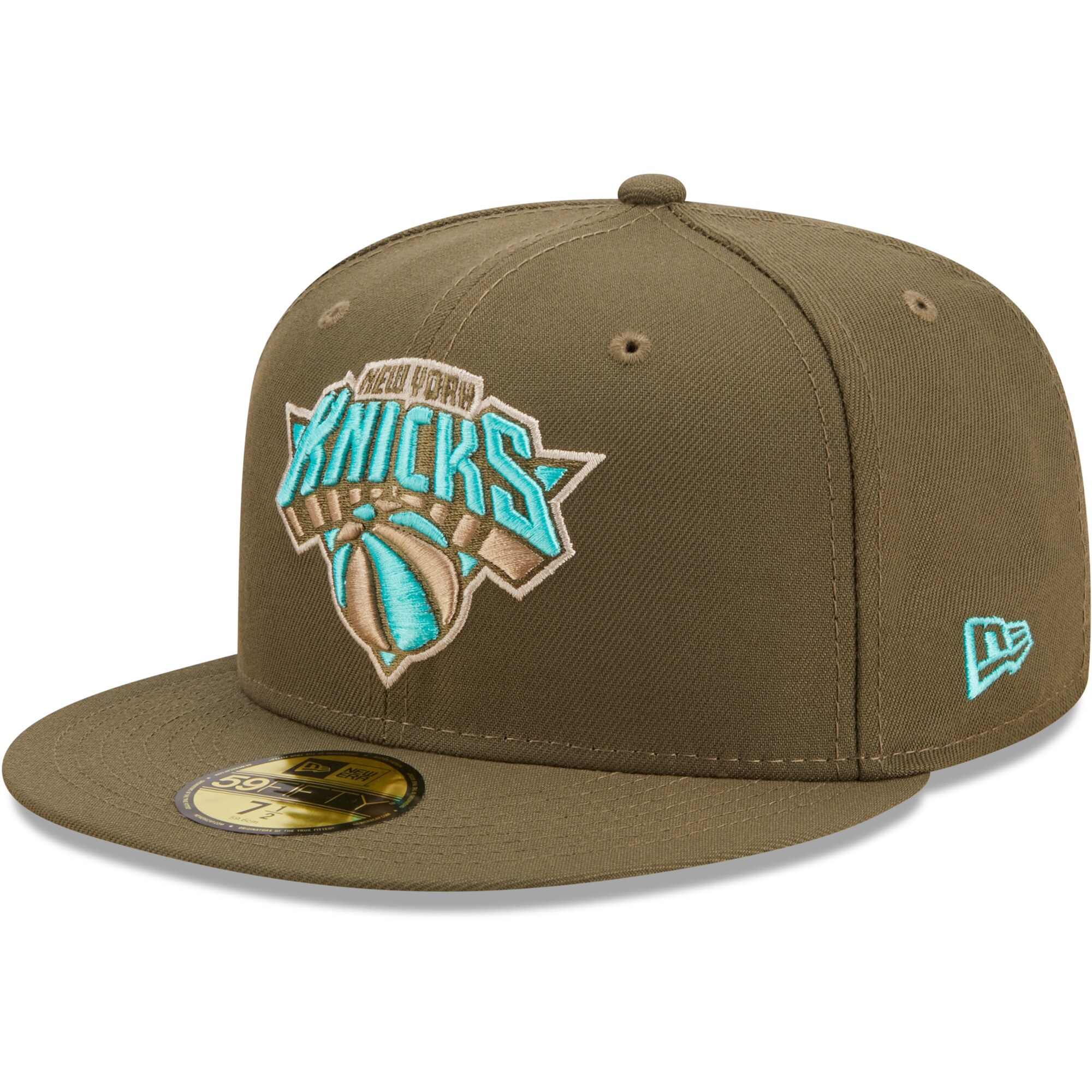 New York Knicks New Era Army 59FIFTY Fitted Hat - Olive