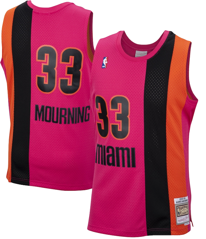 Men's Miami Heat Alonzo Mourning Mitchell & Ness Hardwood Classics Reload 2.0 Swingman Jersey - Pink