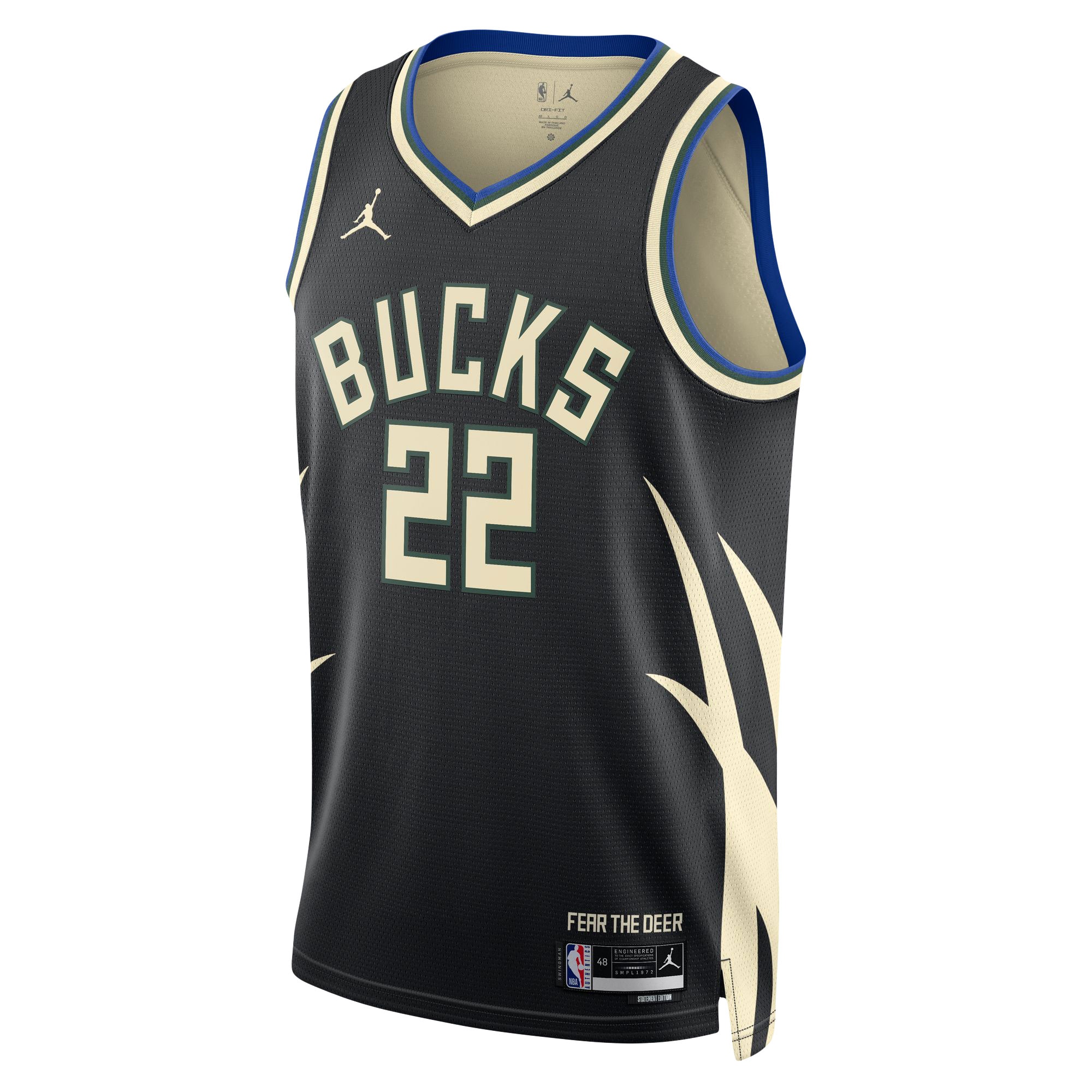 Khris Middleton Milwaukee Bucks Jordans Brand Unisex Swingman Jersey - Statement Edition - Black