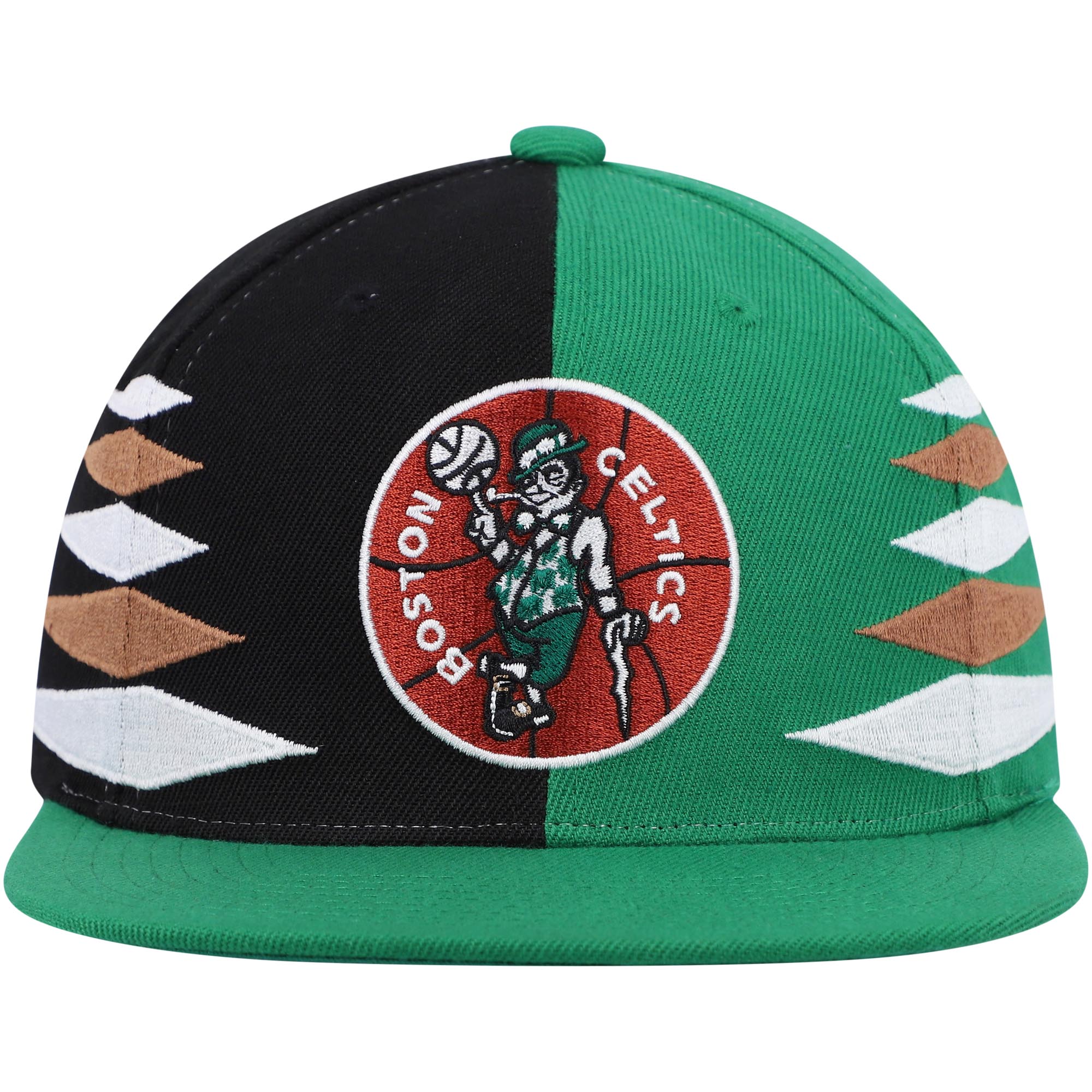Boston Celtics Mitchell & Ness Hardwood Classics Diamond Cut Snapback Hat - Black/Kelly Green
