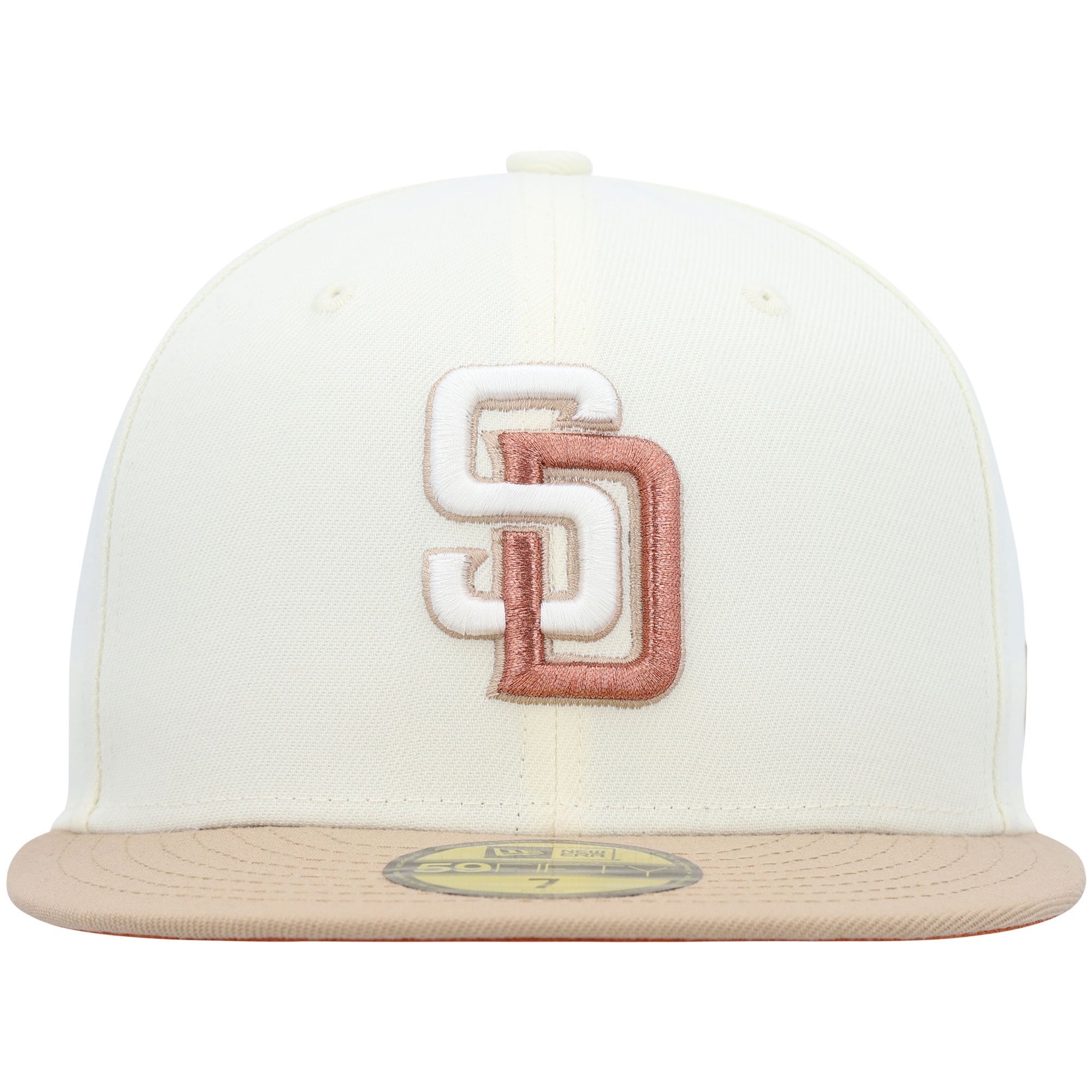 San Diego Padres New Era Chrome Camel Rust Undervisor 59FIFTY Fitted Hat - Cream