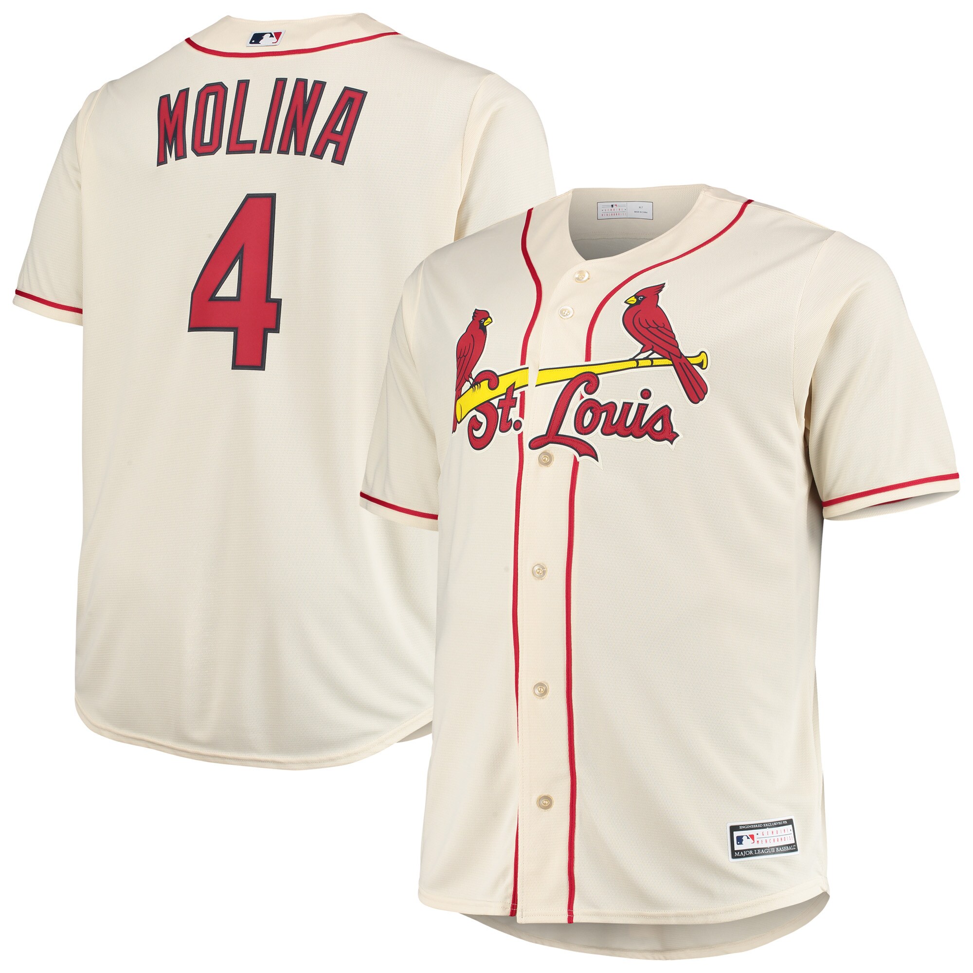 Yadier Molina St. Louis Cardinals Big & Tall Replica Player Jersey - Cream