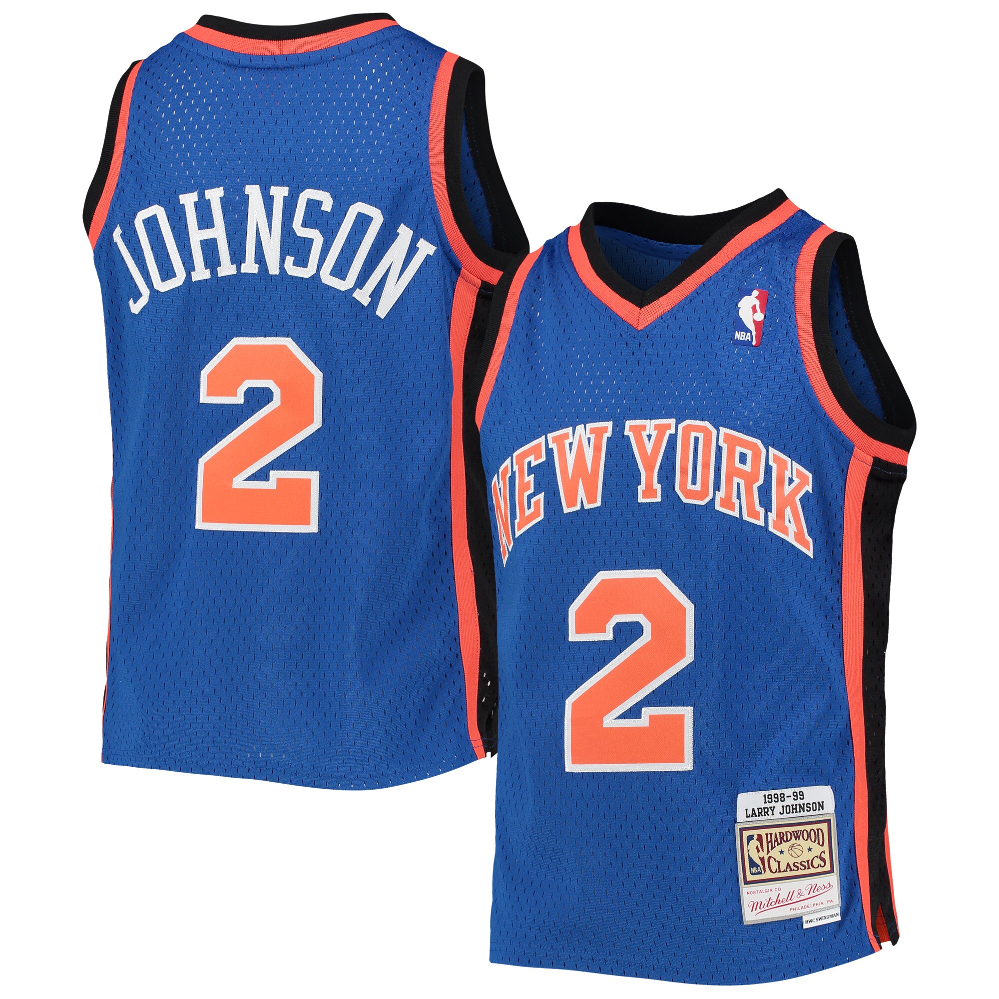 Larry Johnson New York Knicks Mitchell & Ness Youth 1998/99 Hardwood Classics Swingman Jersey - Blue