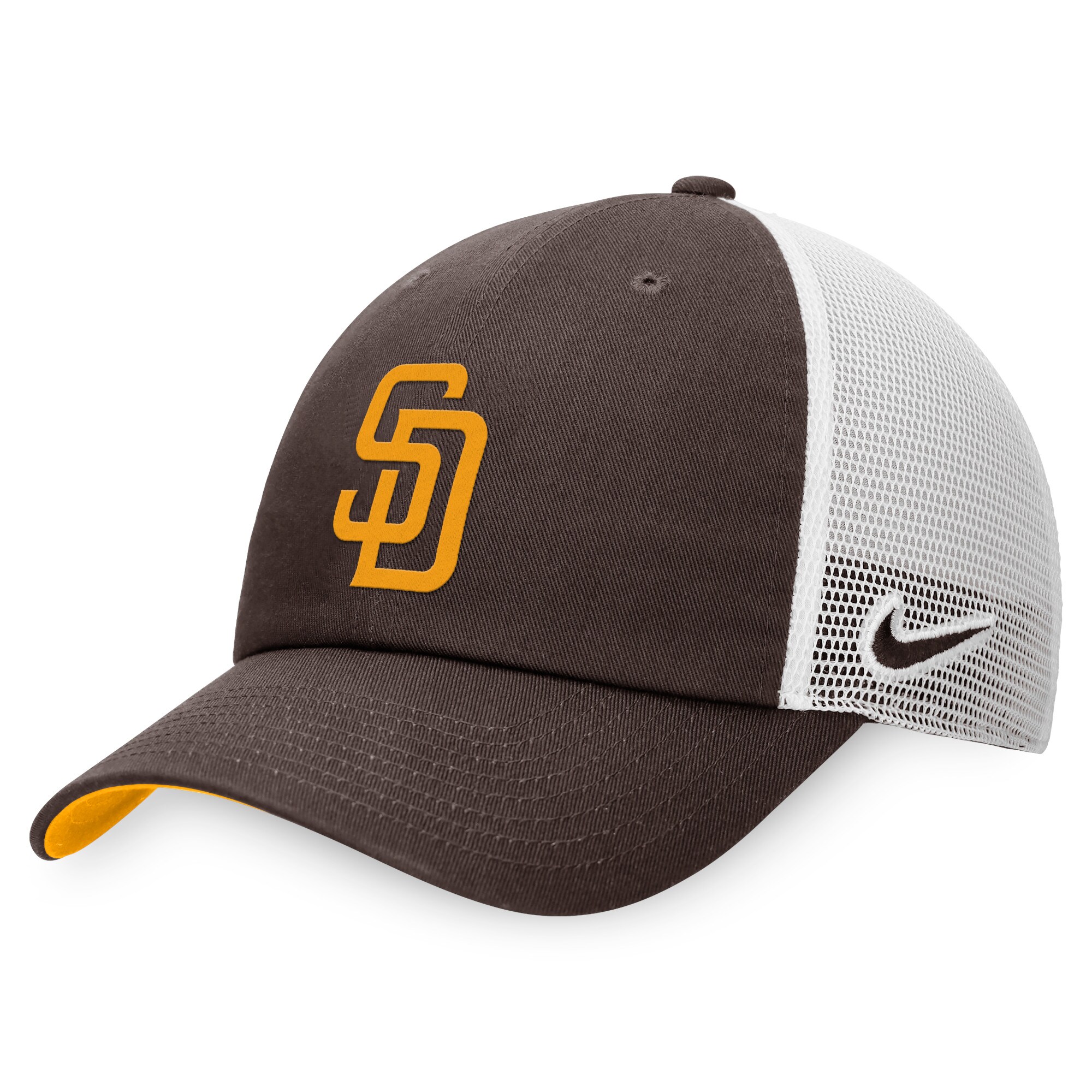 San Diego Padres Nike Heritage86 Lightweight Unstructured Adjustable Trucker Hat - Brown/White
