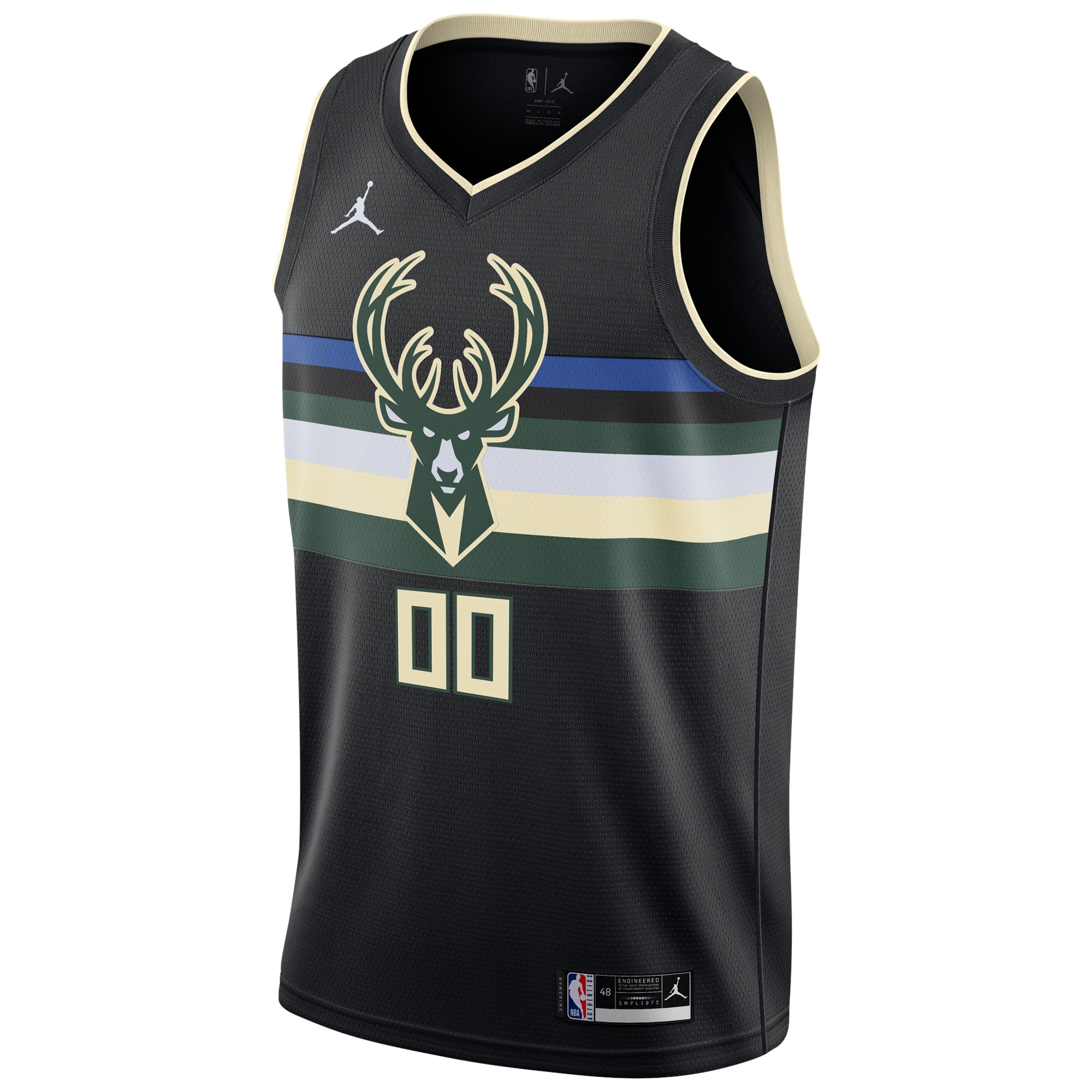 Milwaukee Bucks Jordans Brand Swingman Custom Jersey - Statement Edition - Black