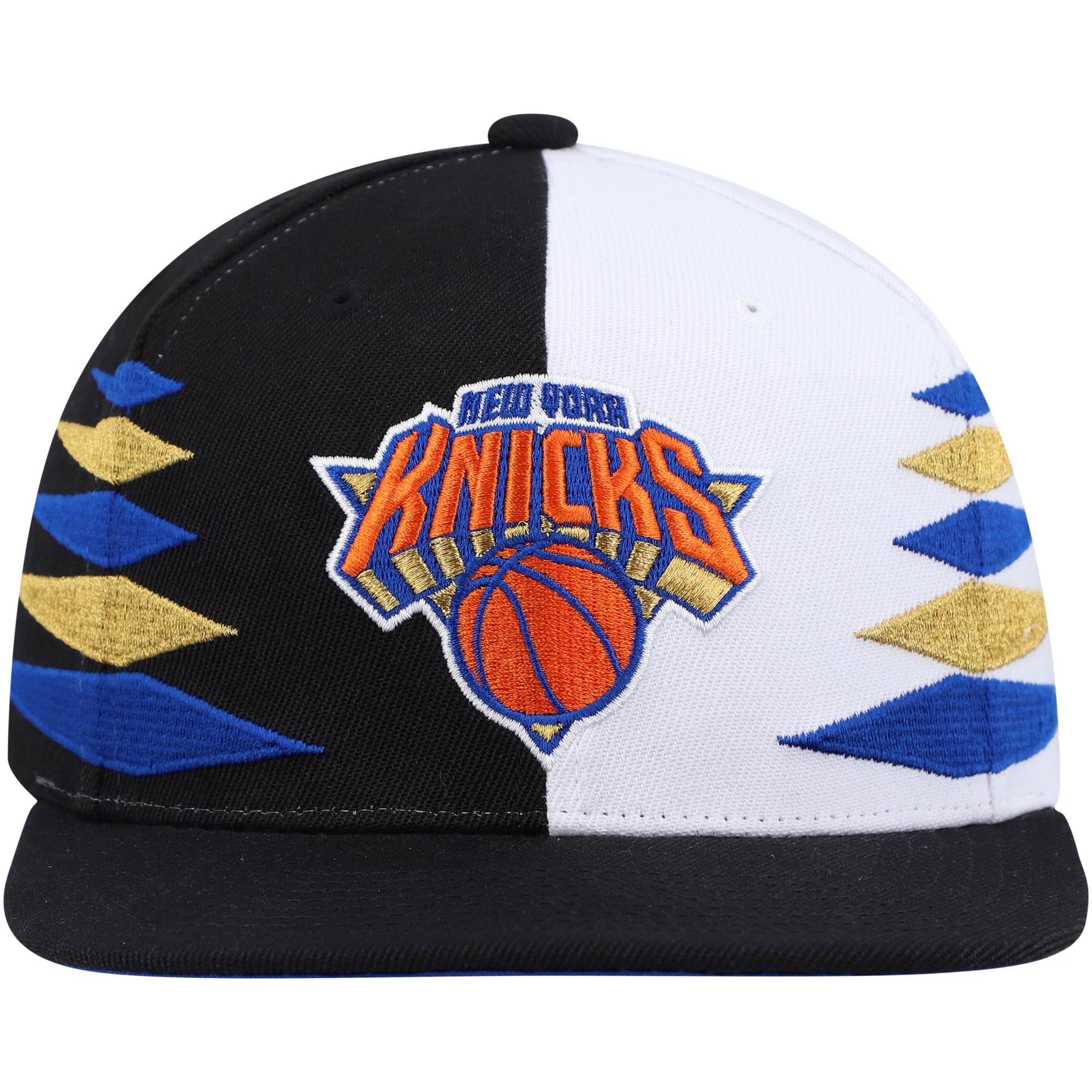 New York Knicks Mitchell & Ness Diamond Cut Snapback Hat - Black/White