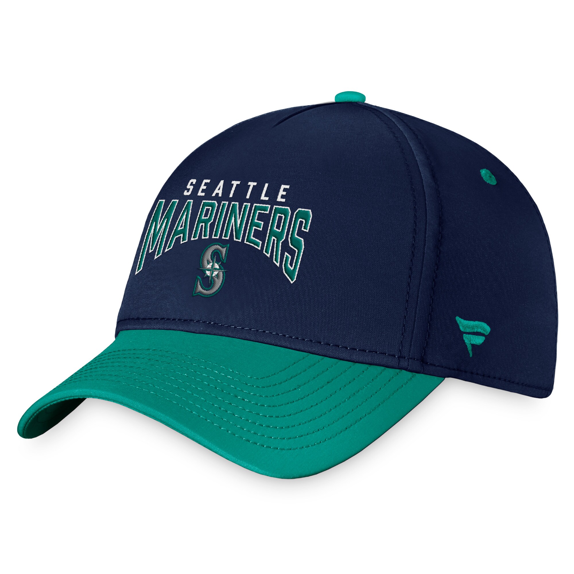 Seattle Mariners Fanatics Branded Stacked Logo Flex Hat - Navy/Aqua