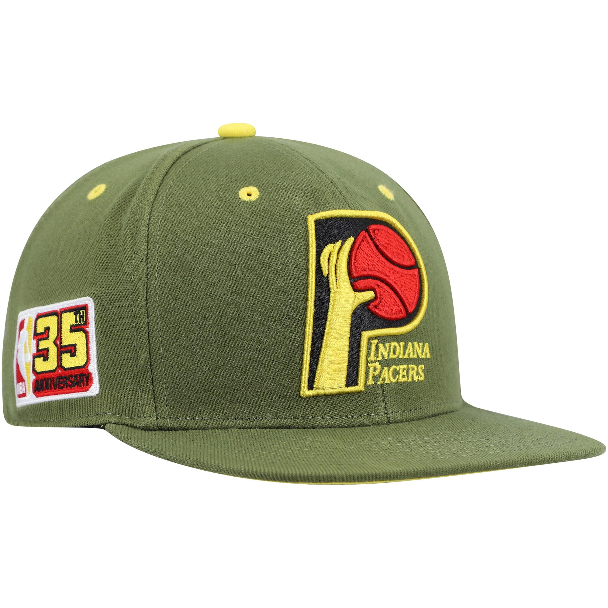 Indiana Pacers Mitchell & Ness x Lids 35th Anniversary Hardwood Classics Dusty Fitted Hat - Olive