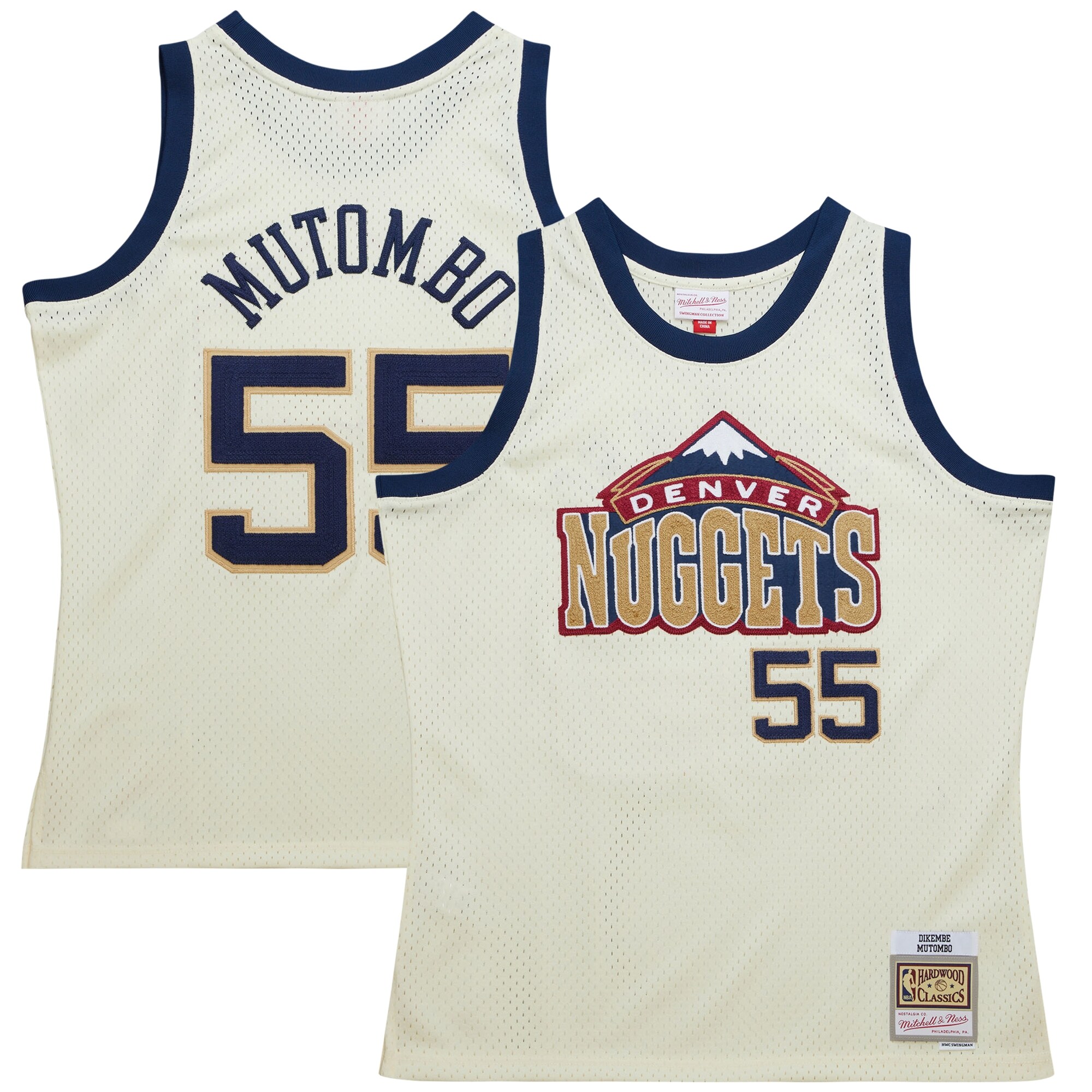 Dikembe Mutombo Denver Nuggets Mitchell & Ness Chainstitch Swingman Jersey - Cream