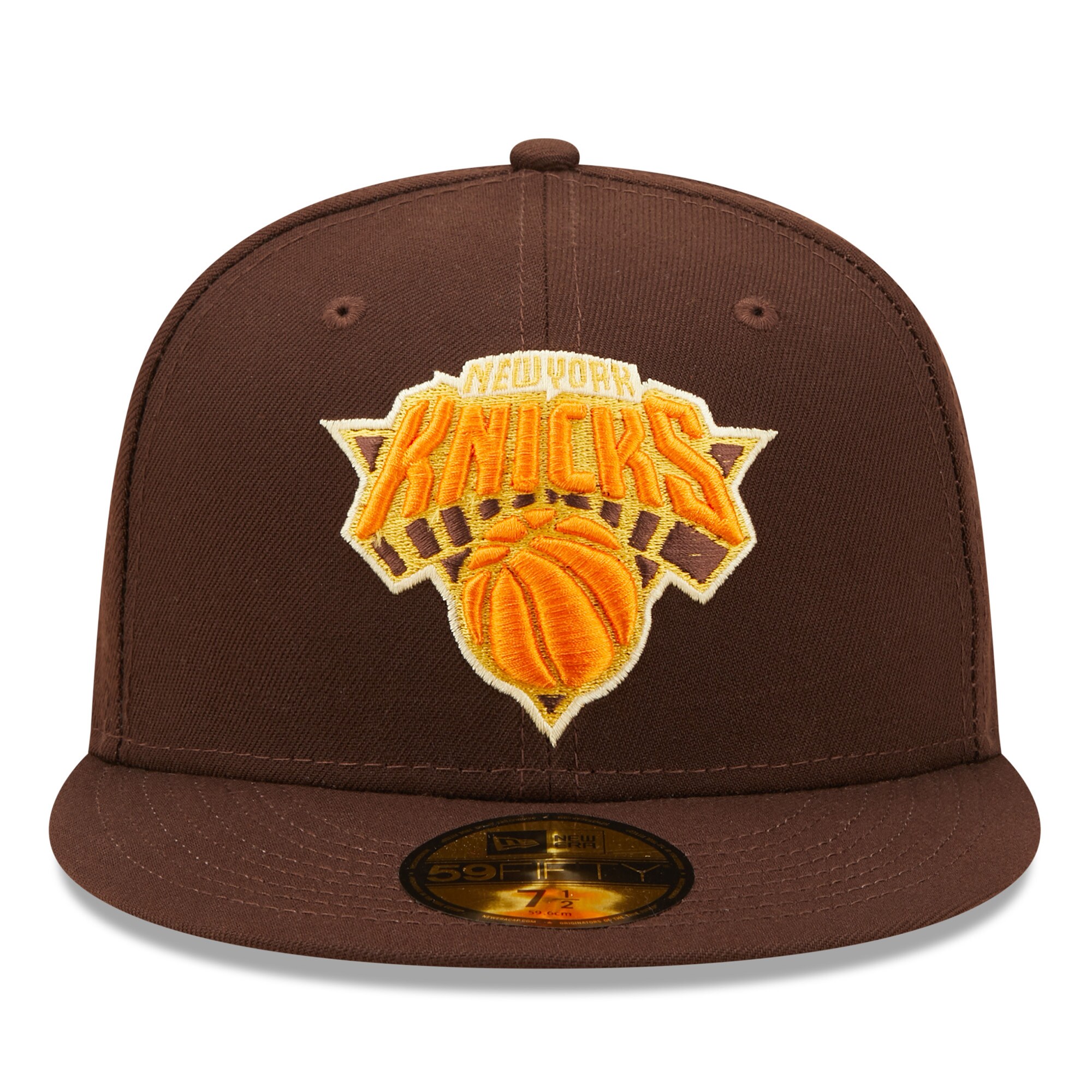 New York Knicks New Era Burnt Wood Orange Popsicle 59FIFTY Fitted Hat - Brown