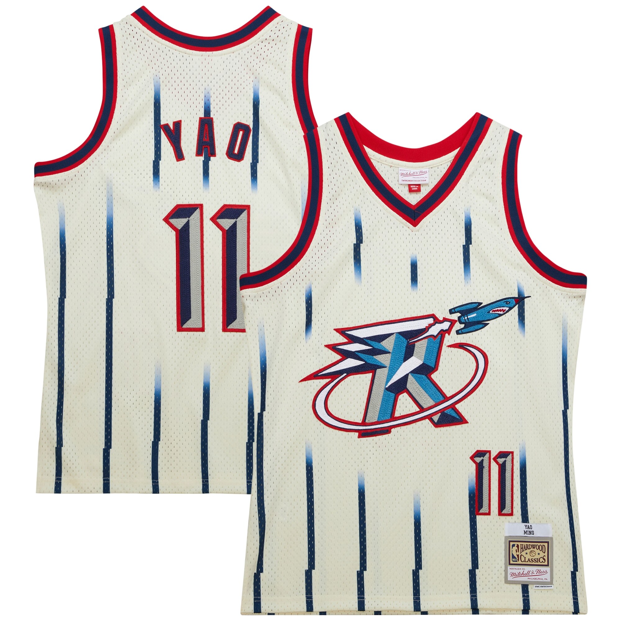 Yao Ming Houston Rockets Mitchell & Ness Chainstitch Swingman Jersey - Cream