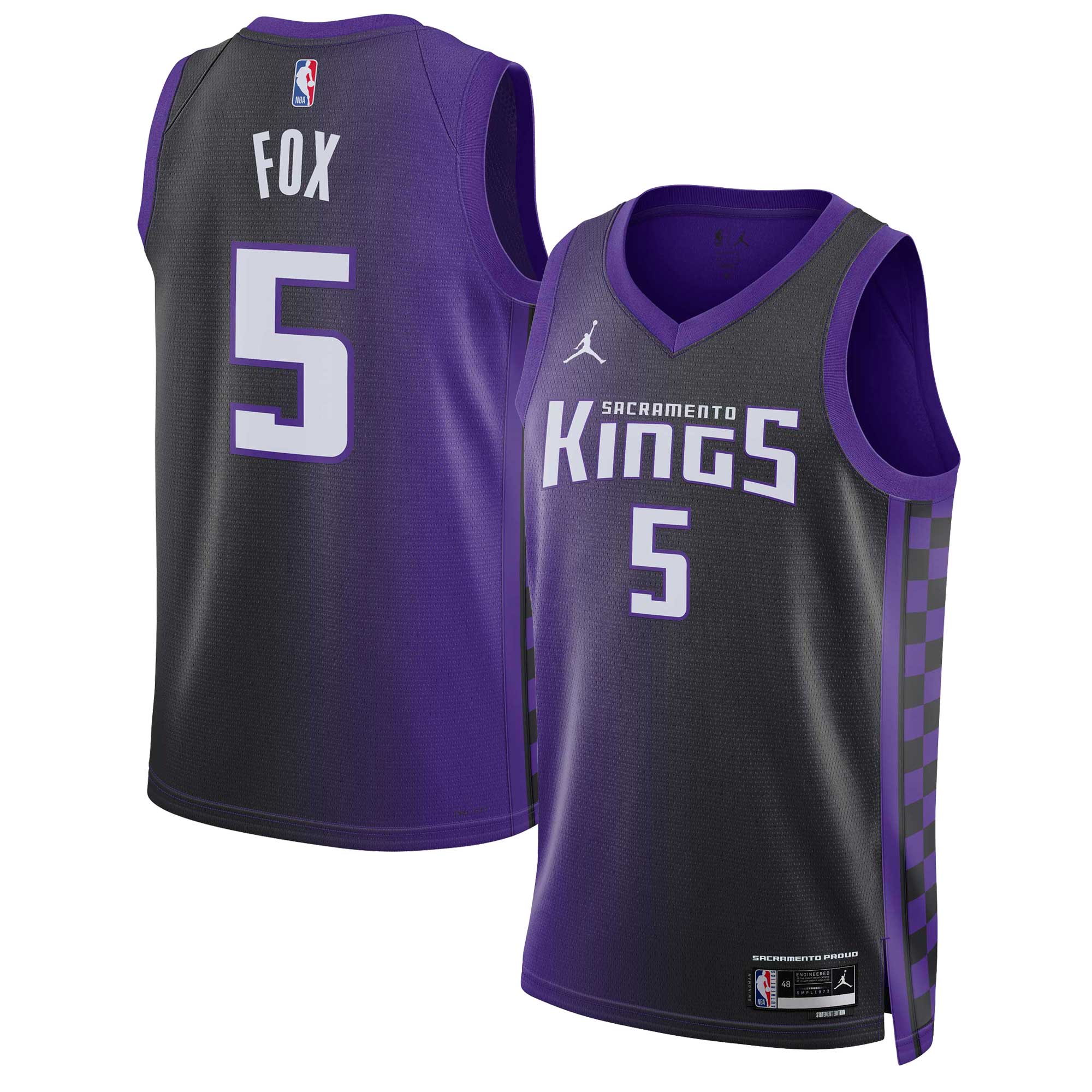 De'Aaron Fox Sacramento Kings Jordans Brand Unisex Swingman Jersey - Statement Edition - Purple