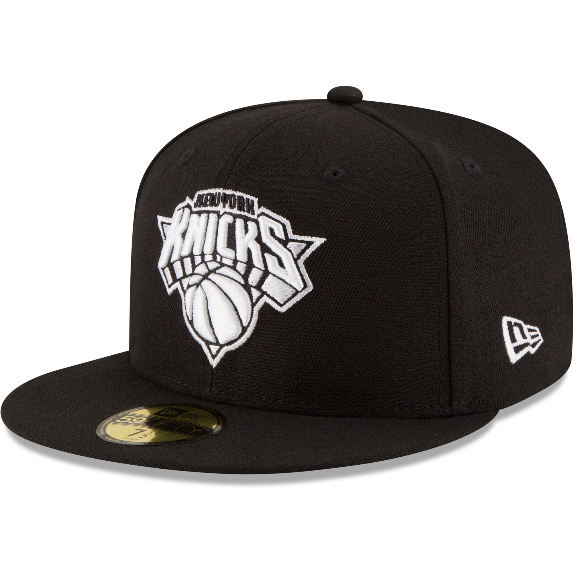 New York Knicks New Era Black & White Logo 59FIFTY Fitted Hat - Black