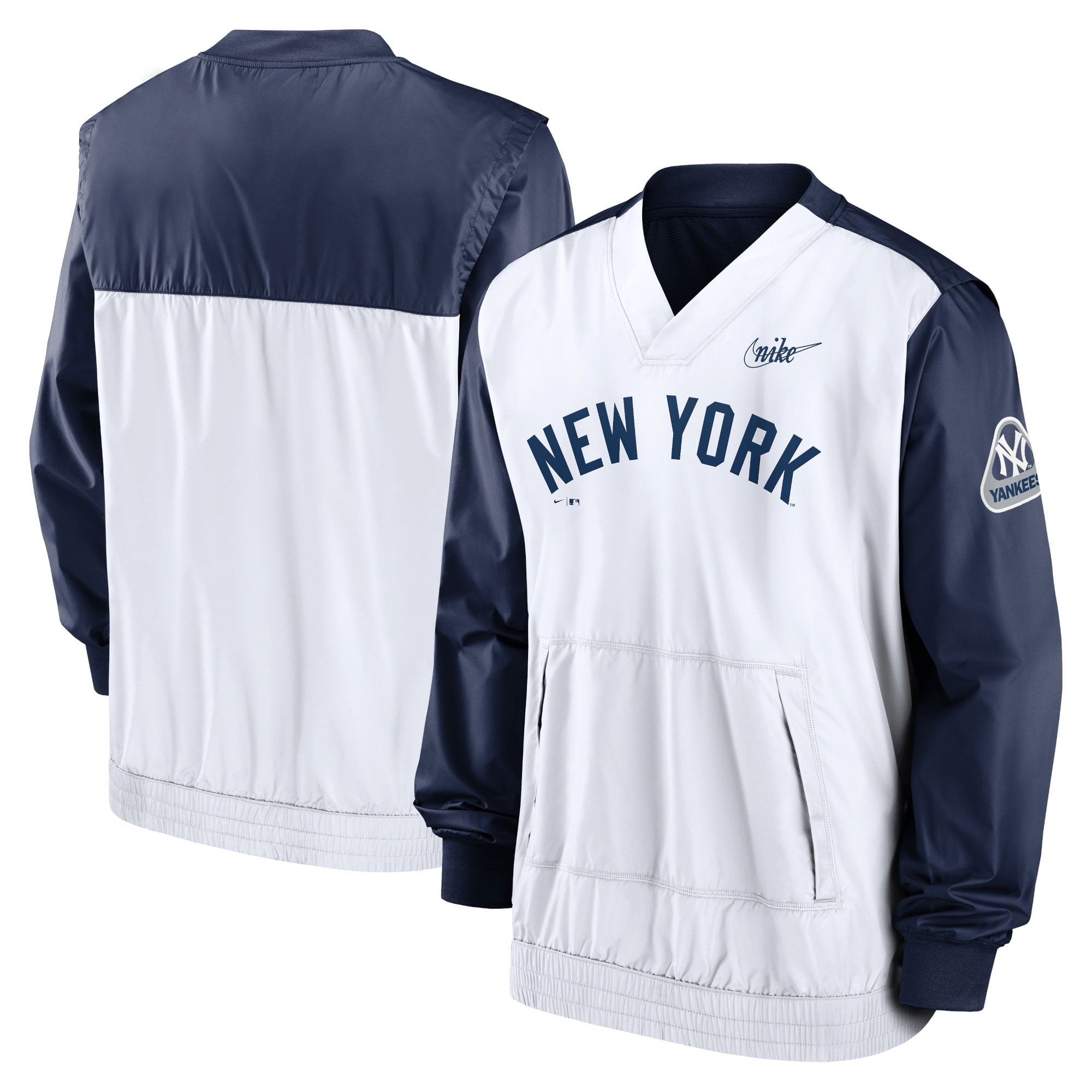 Men's Nike Navy/White New York Yankees Cooperstown Collection V-Neck Pullover Windbreaker