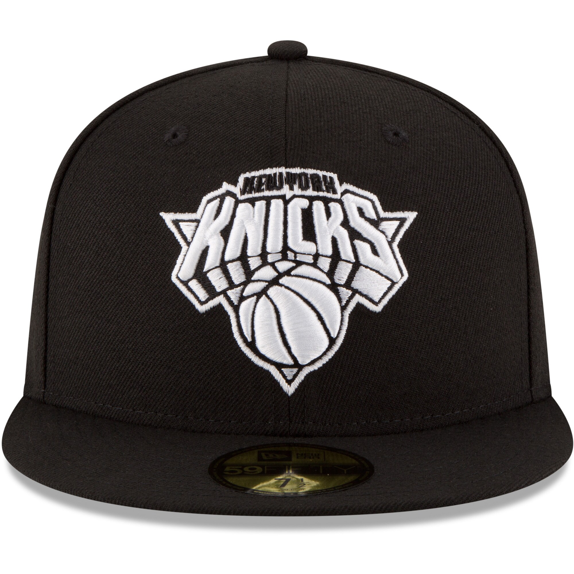 New York Knicks New Era Black & White Logo 59FIFTY Fitted Hat - Black