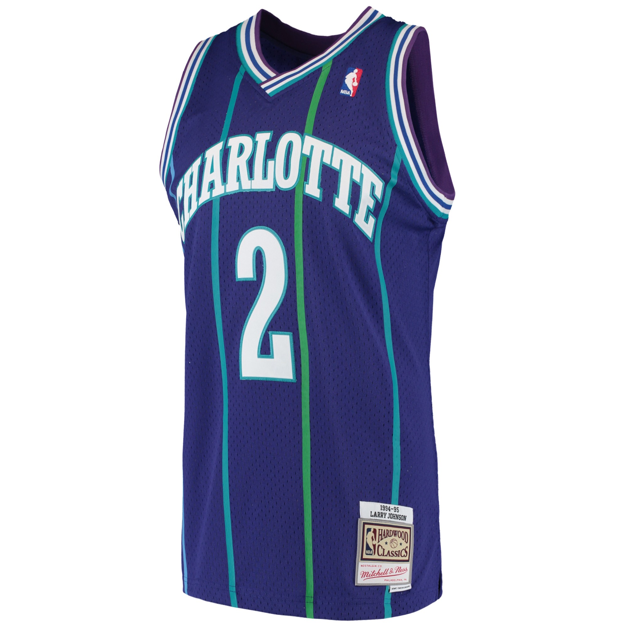 Larry Johnson Charlotte Hornets Mitchell & Ness Hardwood Classics Swingman Jersey - Purple