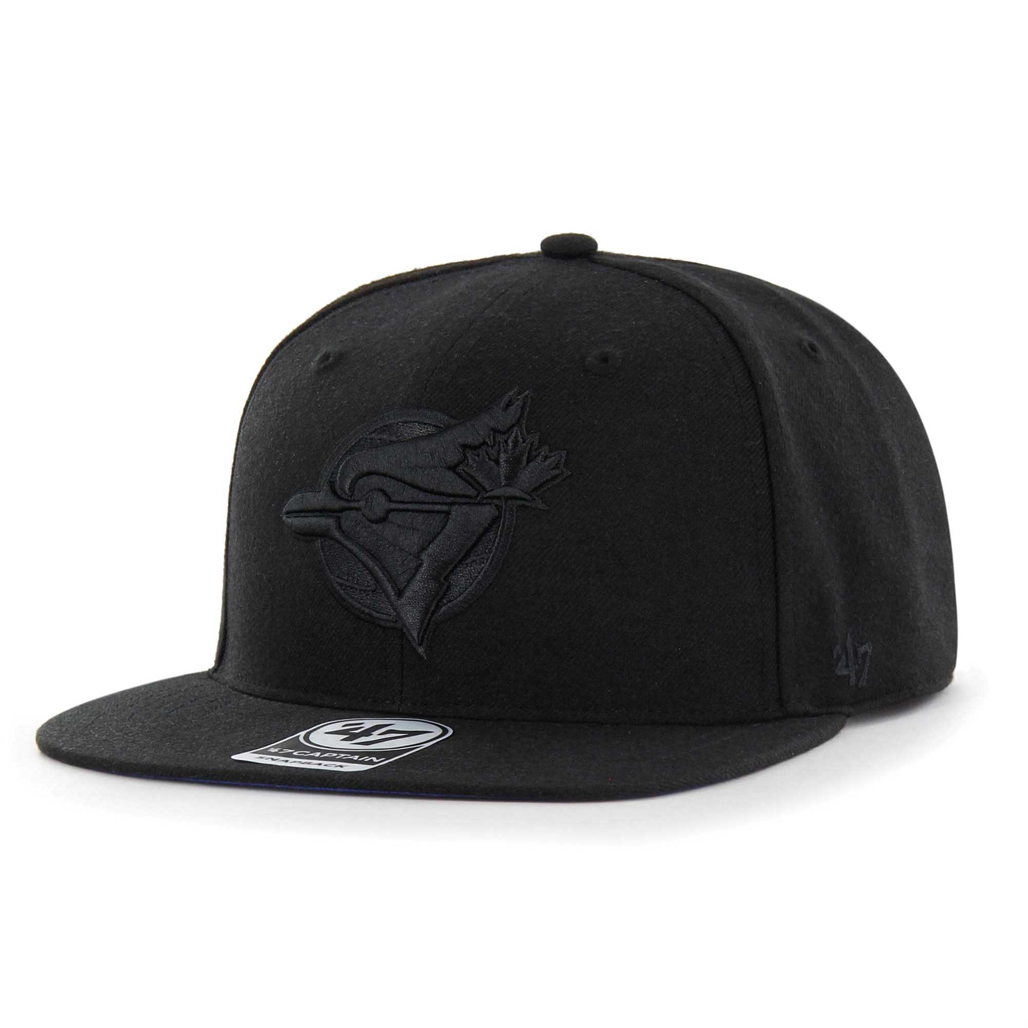 Toronto Blue Jays '47 Black on Black Sure Shot Captain Snapback Hat