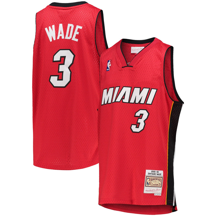 Men's Miami Heat Dwyane Wade Mitchell & Ness Red 2005-06 Hardwood Classics Swingman Jersey