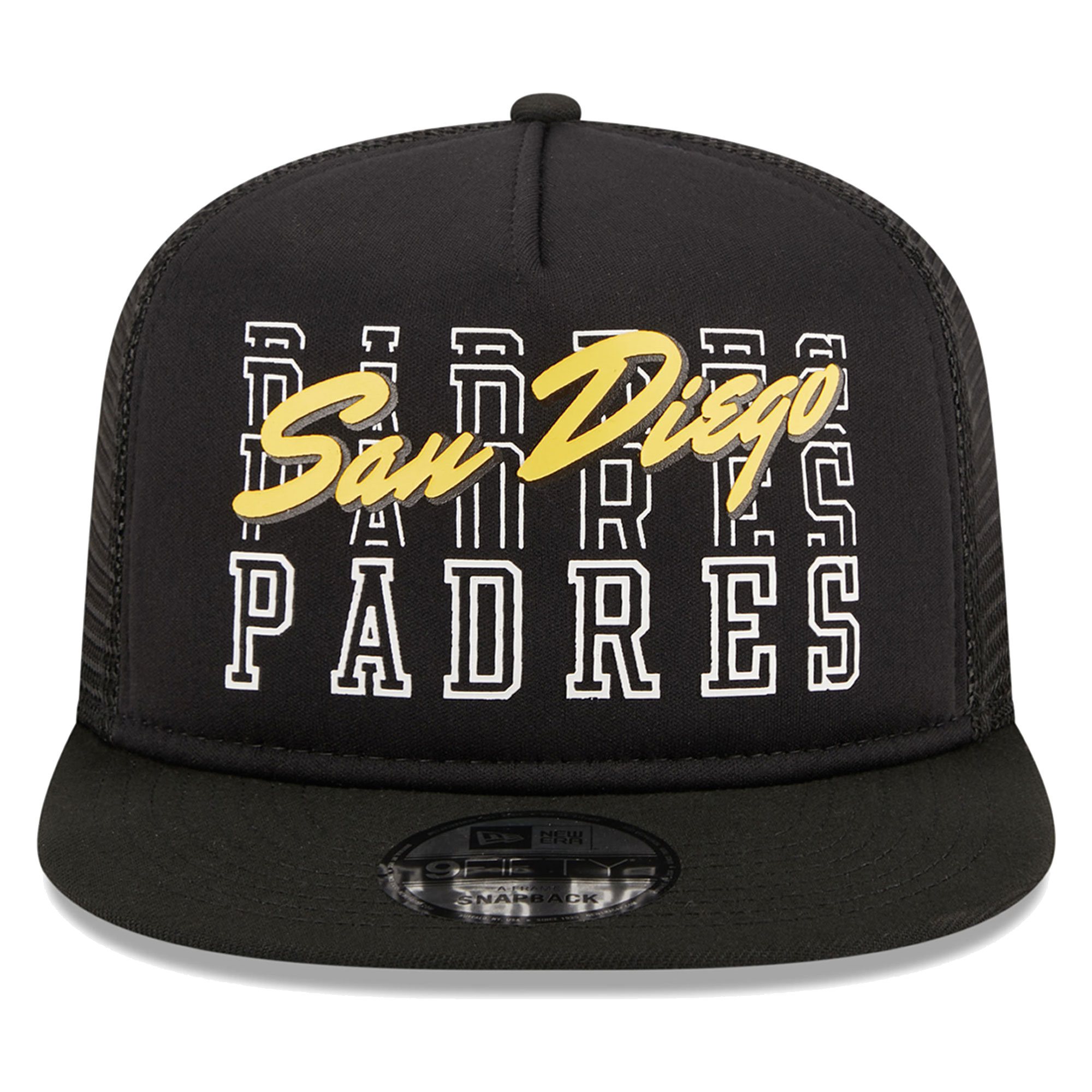 San Diego Padres New Era Street Team A-Frame Trucker 9FIFTY Snapback Hat - Black