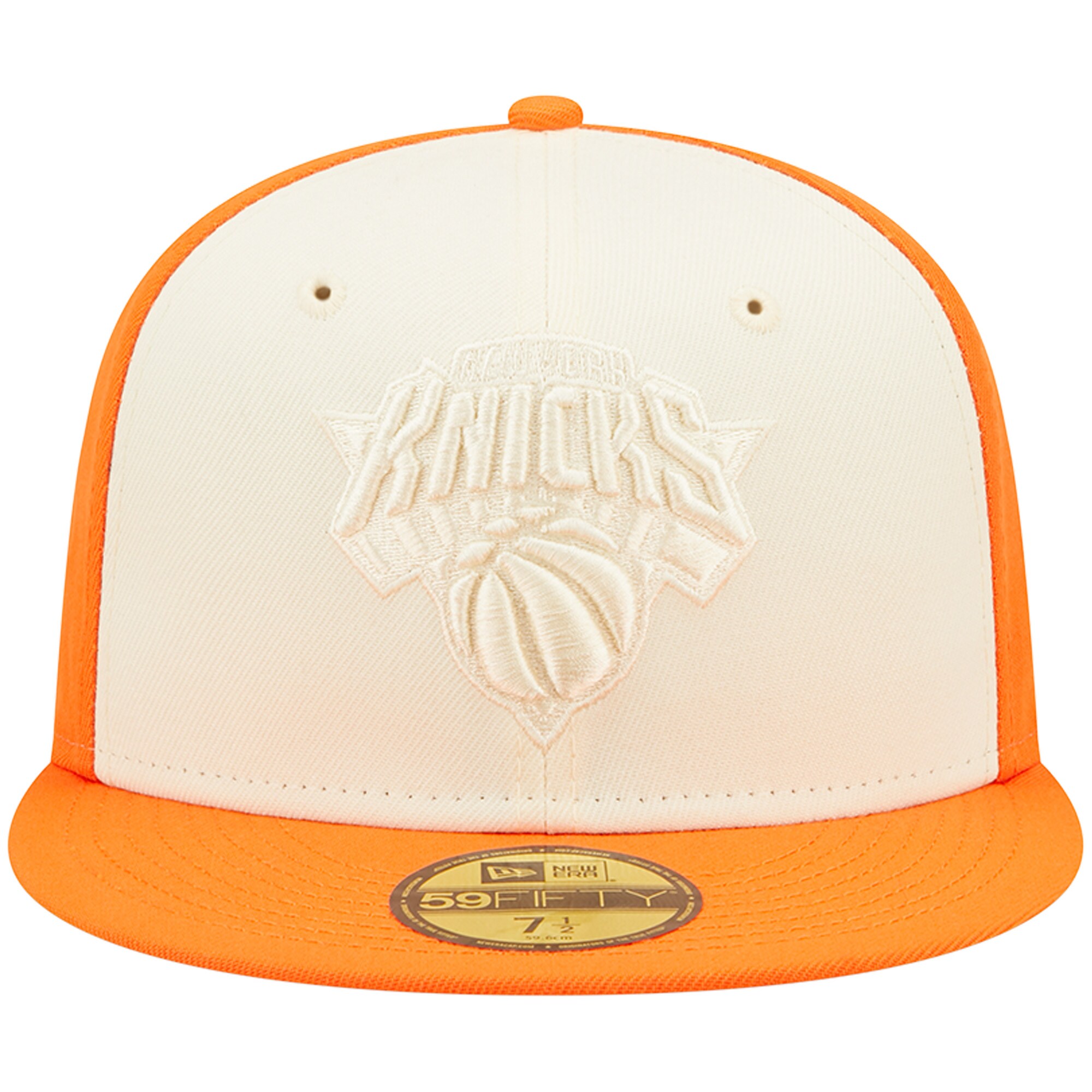 New York Knicks New Era Cork Two-Tone 59FIFTY Fitted Hat - Cream/Orange