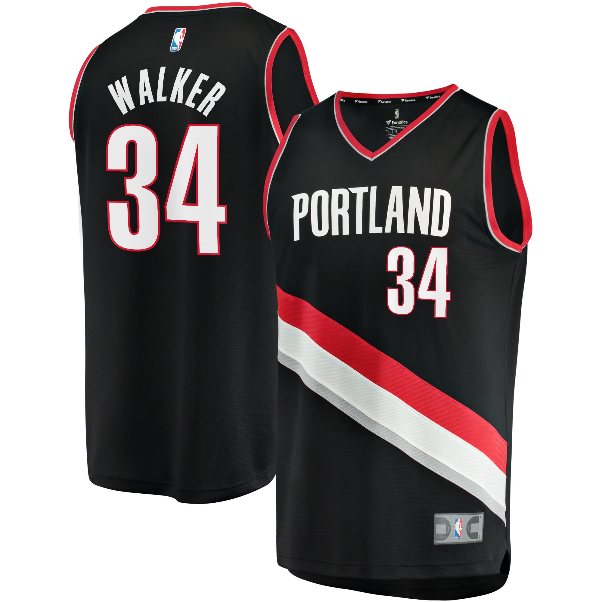 Jabari Walker Portland Trail Blazers Fanatics Branded 2021/22 Fast Break Replica Jersey - Icon Edition - Black