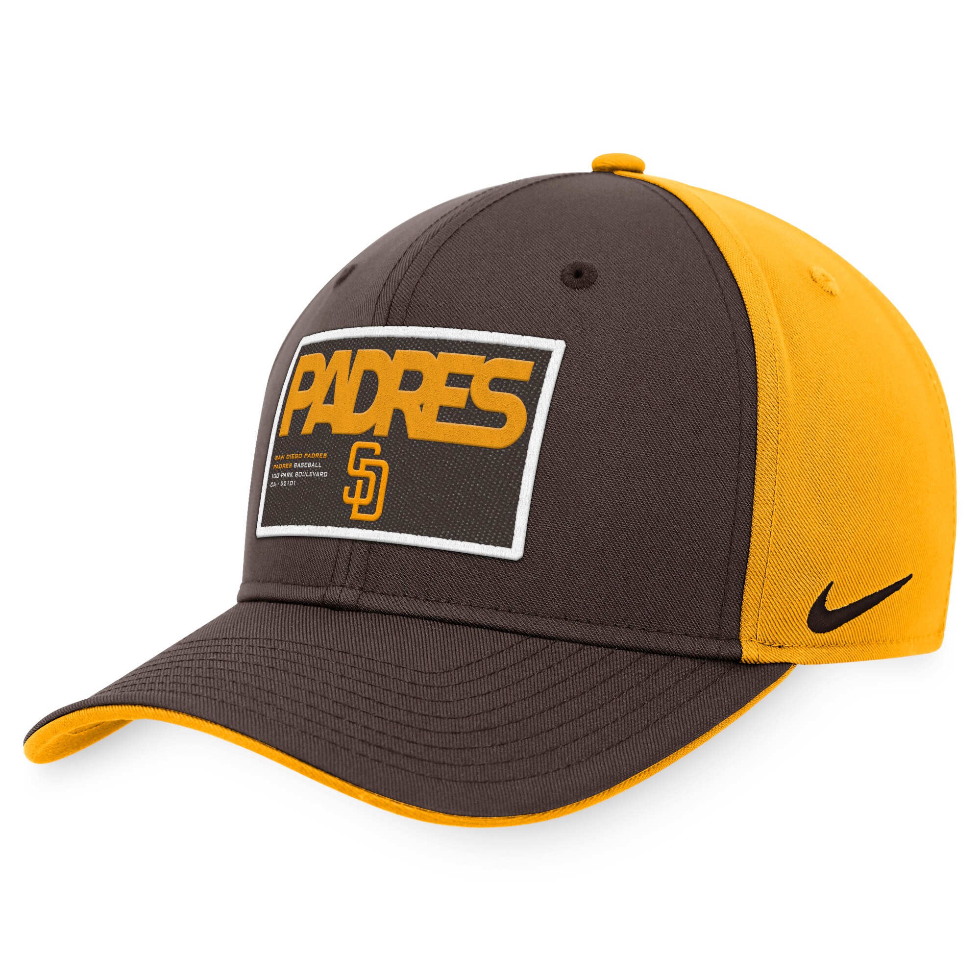 San Diego Padres Nike Classic99 Colorblock Performance Snapback Hat - Brown/Gold