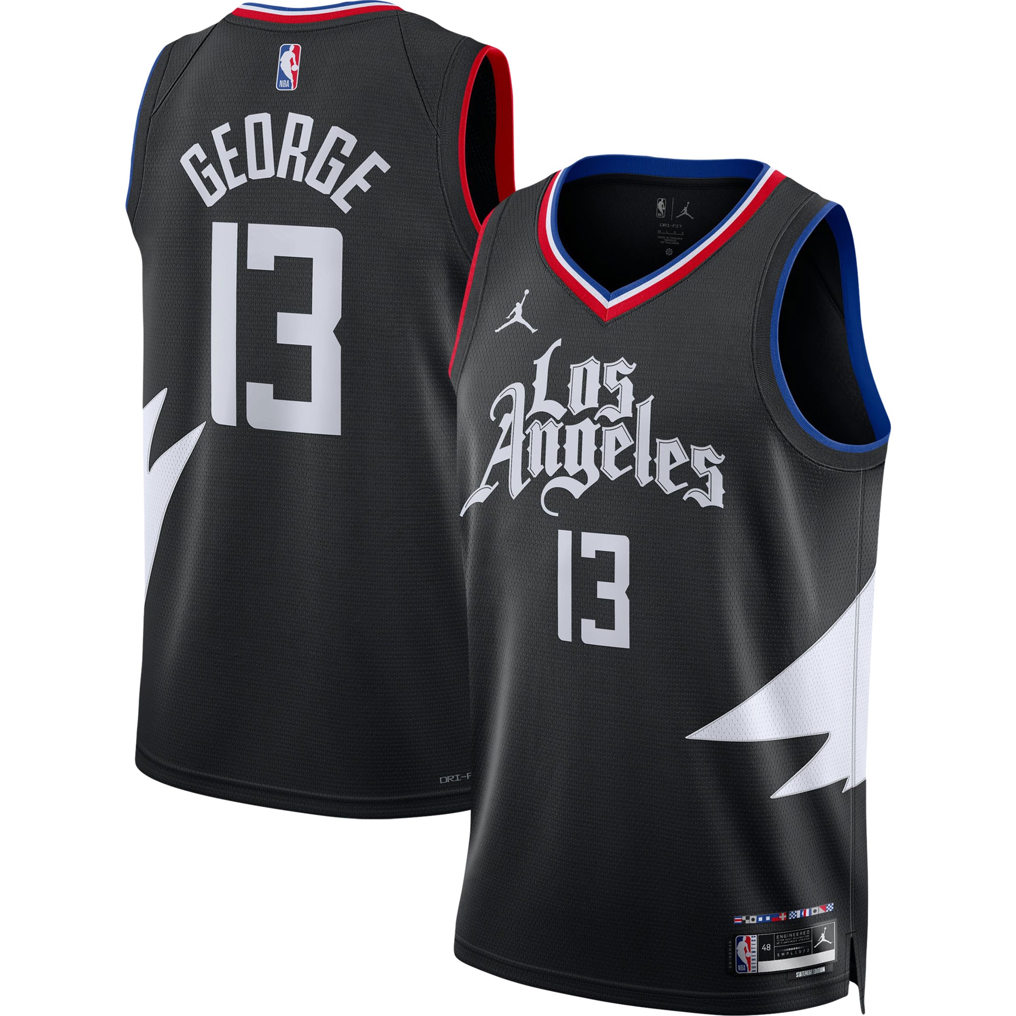 Paul George LA Clippers Jordans Brand Unisex Swingman Jersey - Statement Edition - Black
