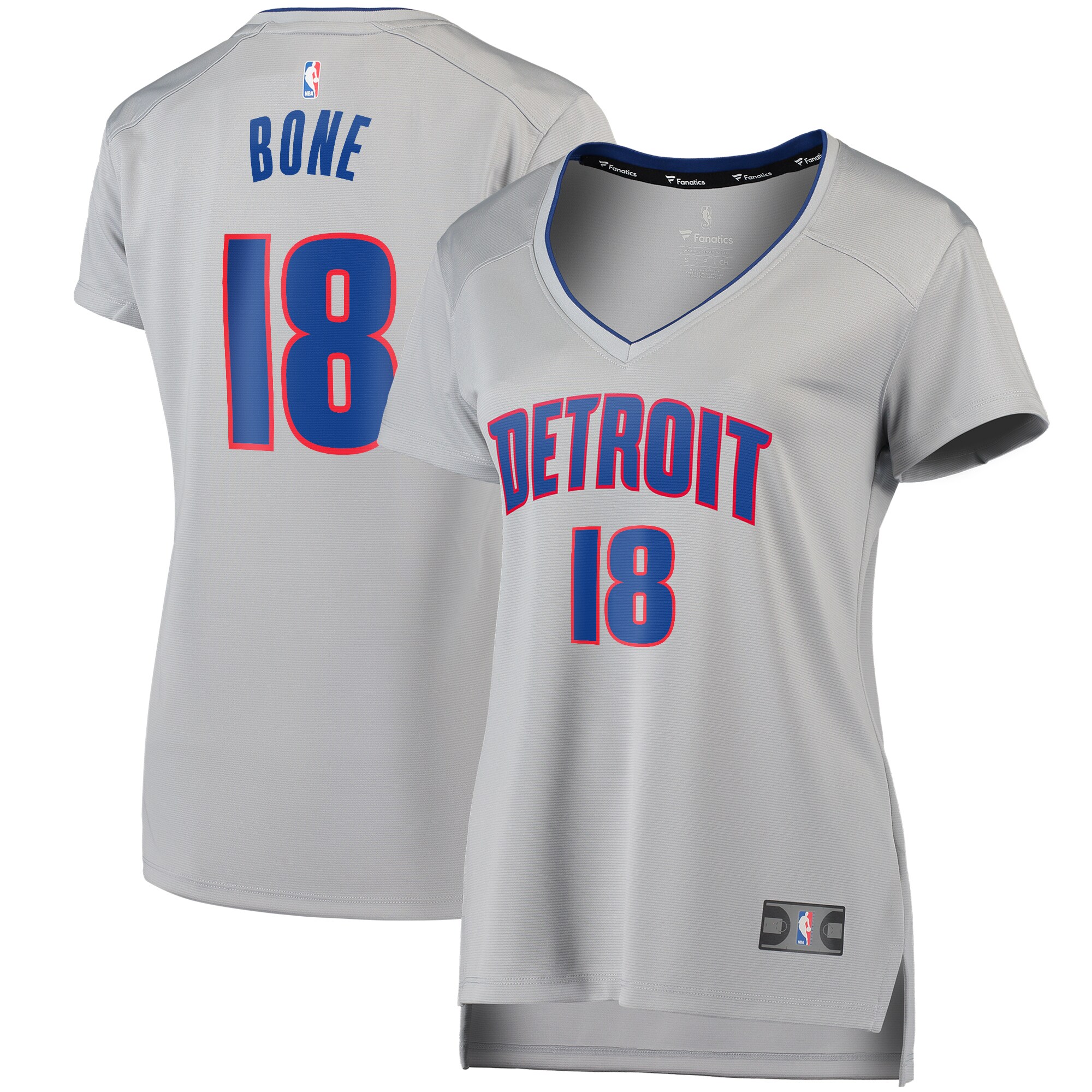 Jordans Bone Detroit Pistons Fanatics Branded Women's Fast Break Replica Player Jersey - Statement Edition - Gray