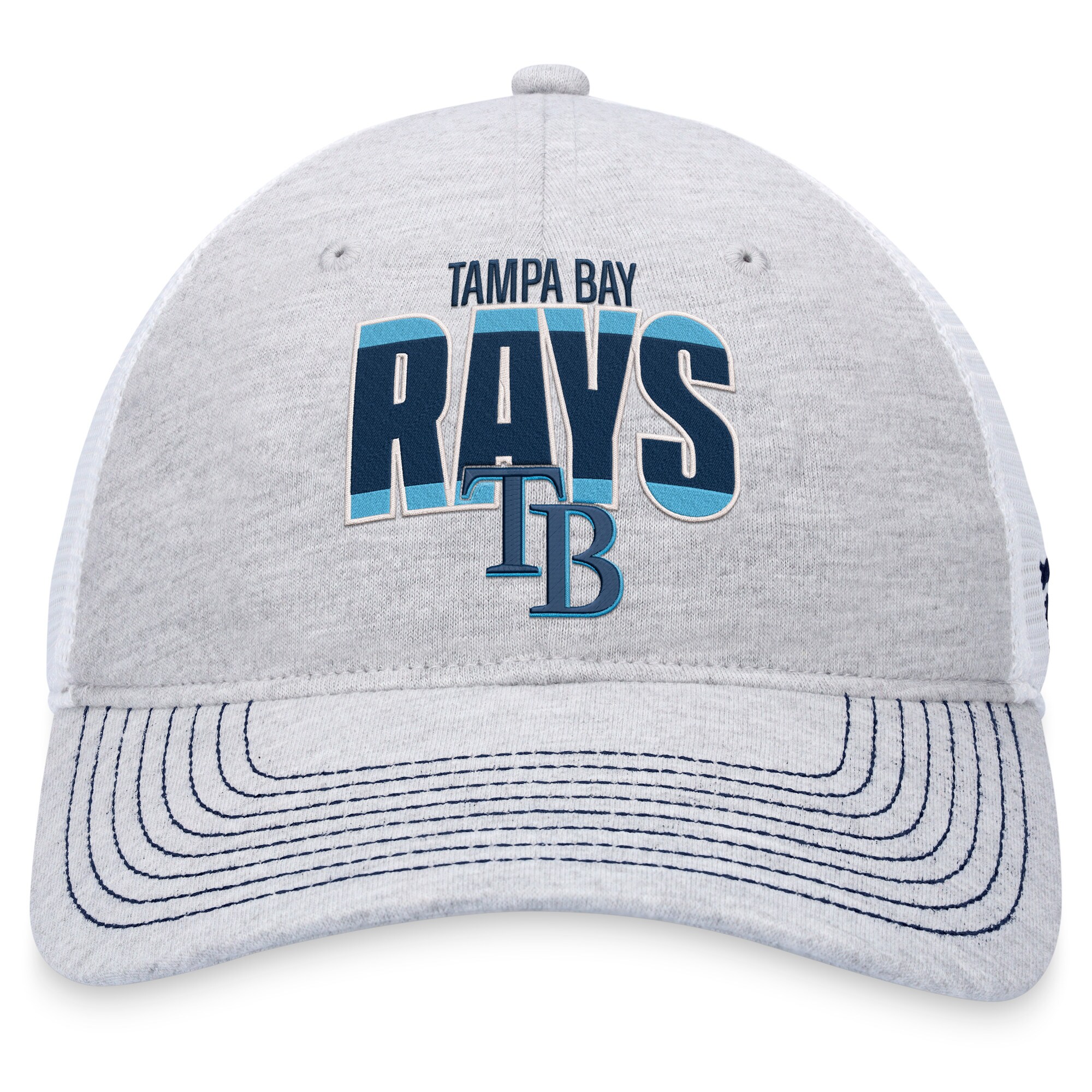 Tampa Bay Rays Fanatics Branded Logo Trucker Adjustable Hat - Heather Gray/White