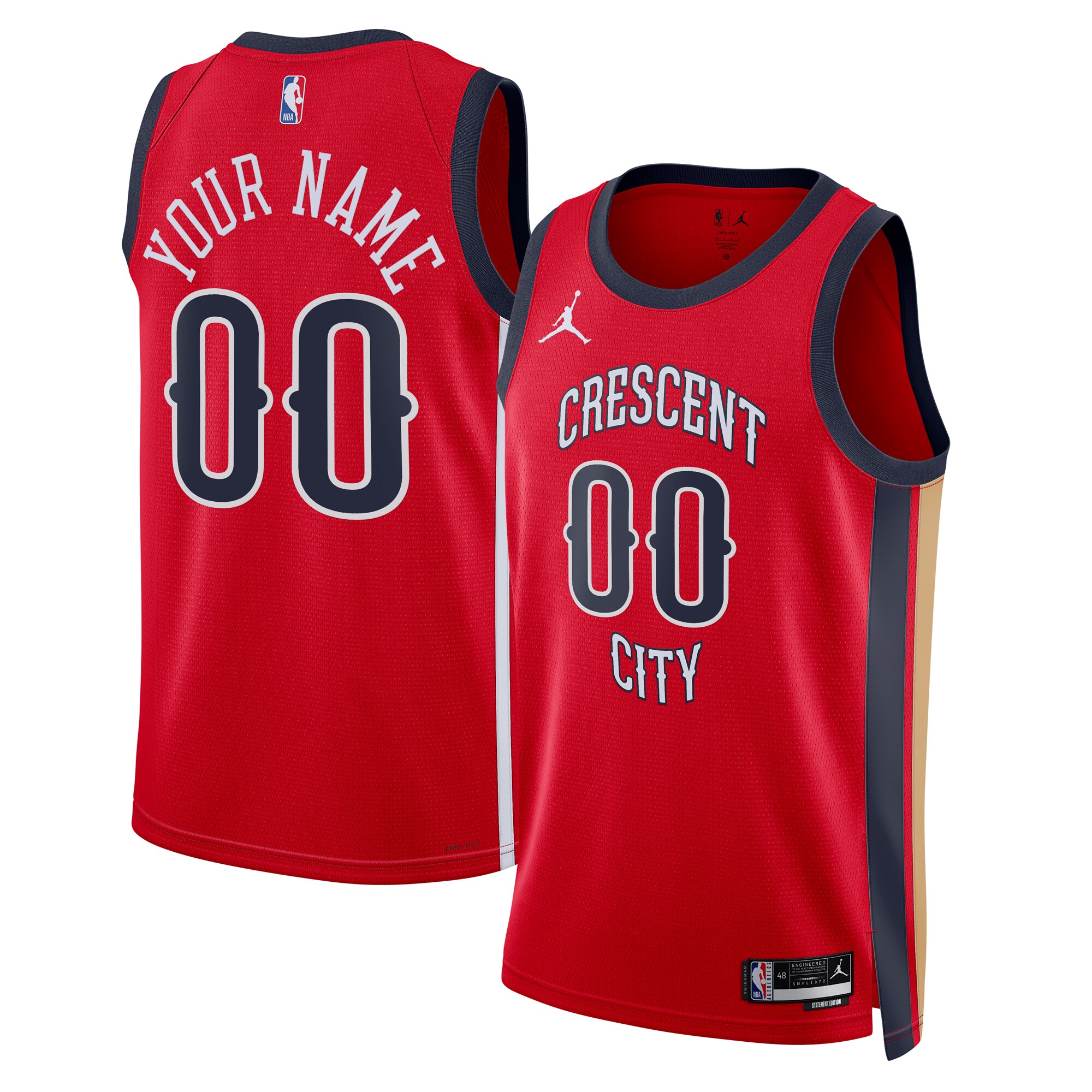 New Orleans Pelicans Jordans Brand Unisex Swingman Custom Jersey - Red - Statement Edition