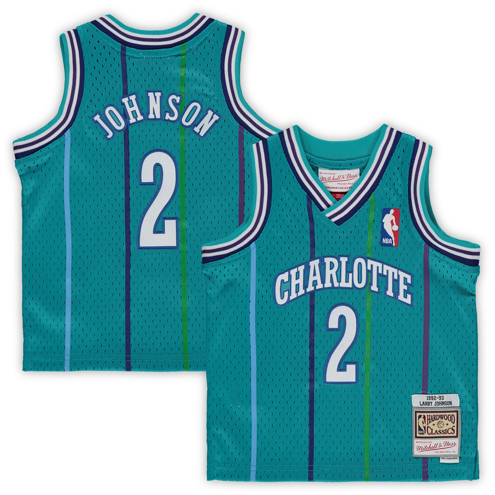 Larry Johnson Charlotte Hornets Mitchell & Ness Infant 1992/93 Hardwood Classics Retired Player Jersey - Teal