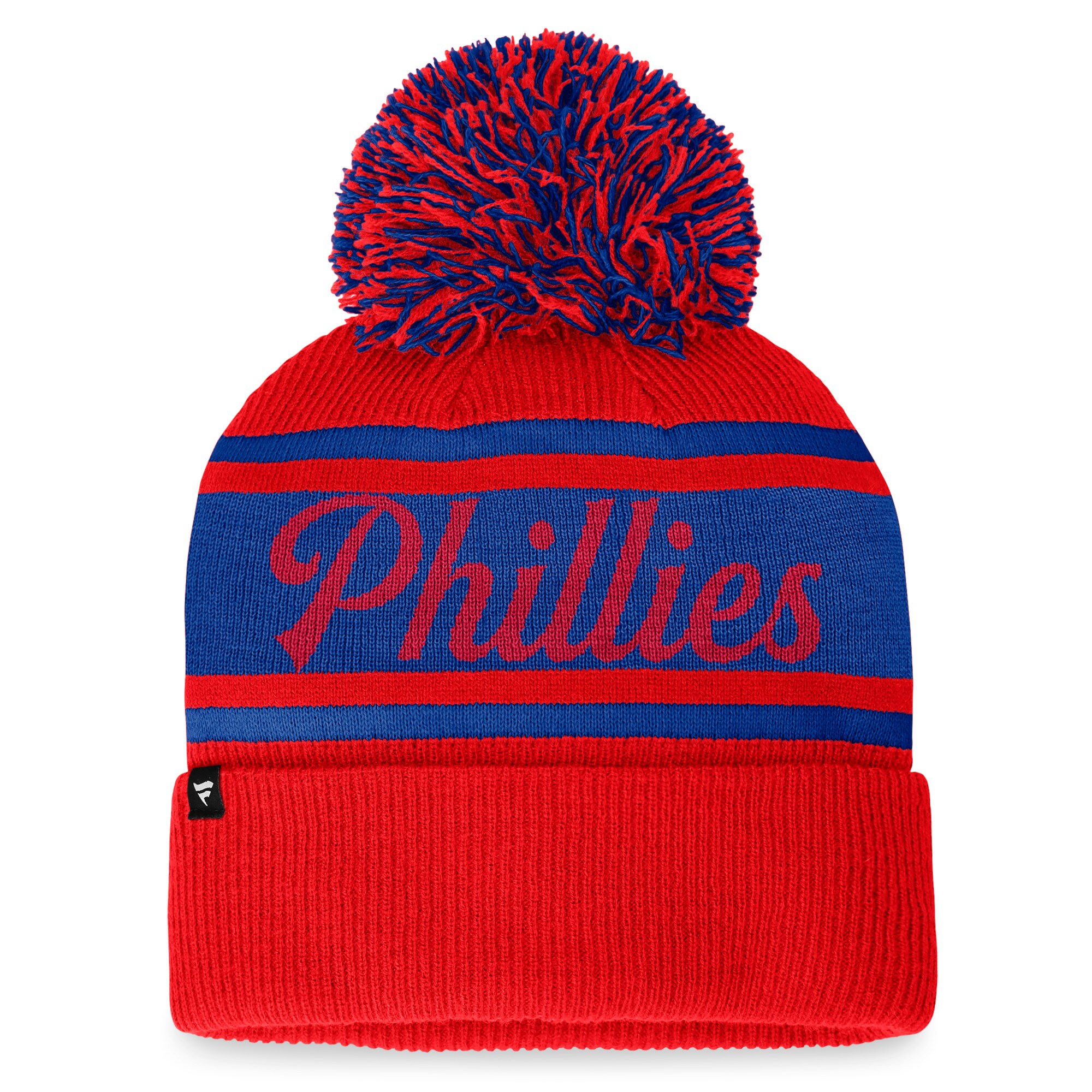 Philadelphia Phillies Fanatics Branded Women's Script Cuffed Knit Hat with Pom - Red/Royal