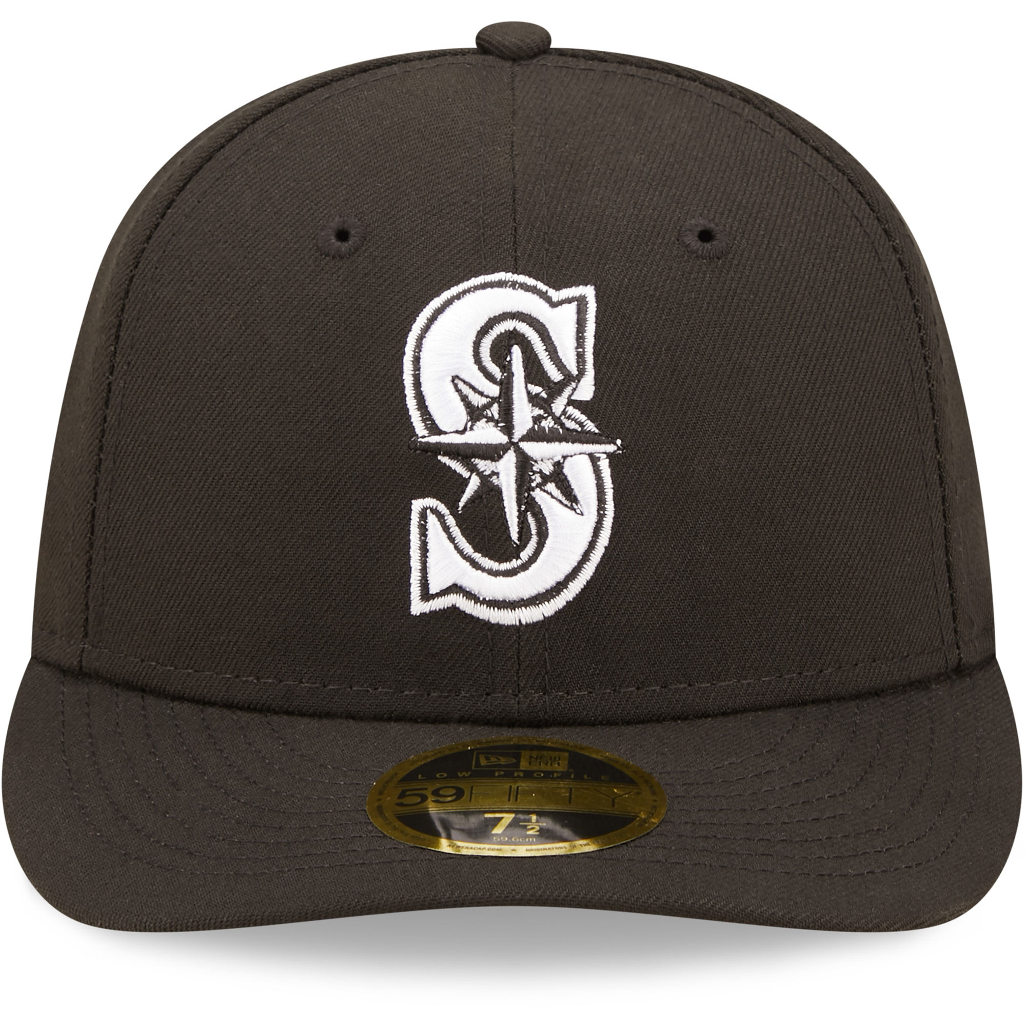 Seattle Mariners New Era Black & White Low Profile 59FIFTY Fitted Hat