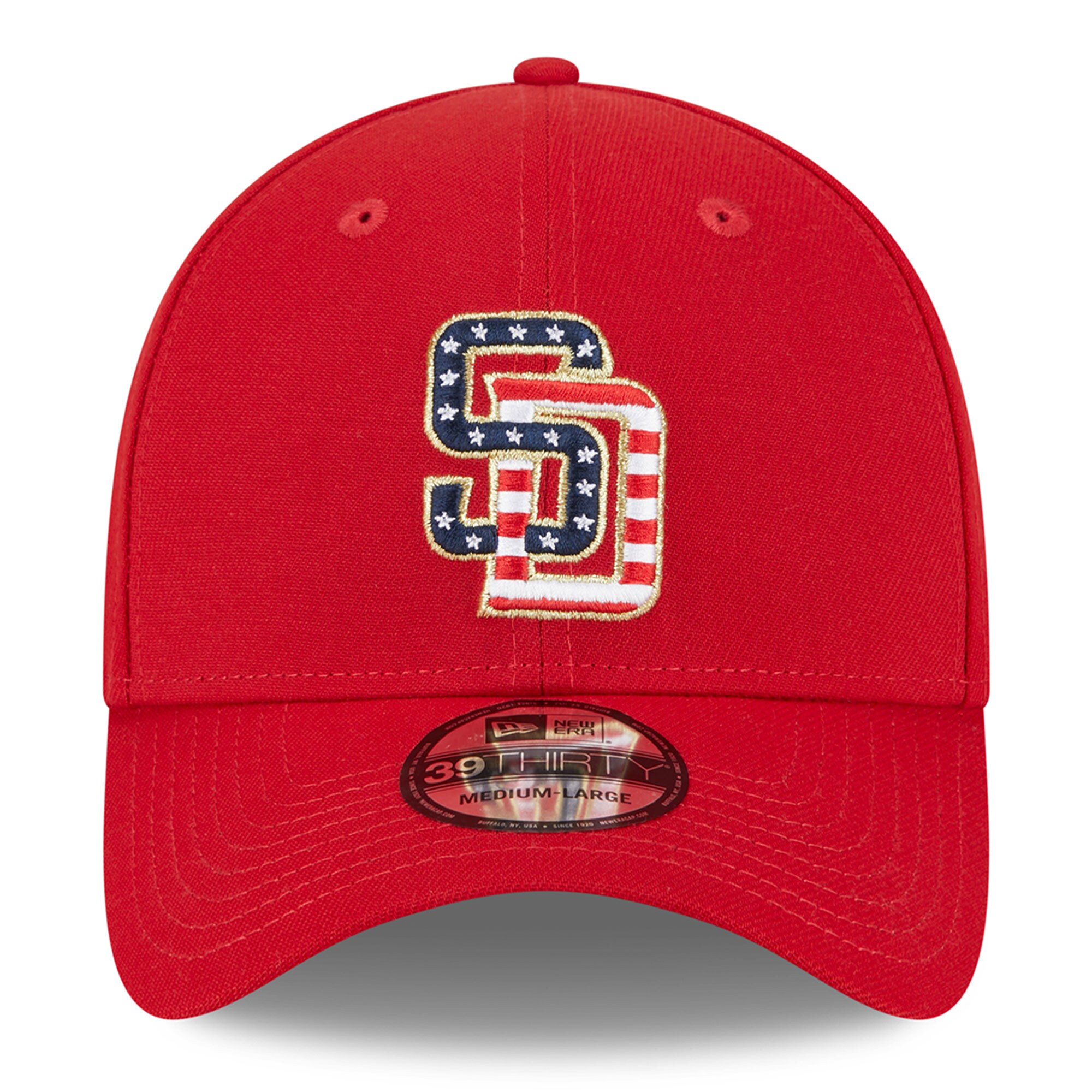 San Diego Padres New Era 2023 Fourth of July 39THIRTY Flex Fit Hat - Red