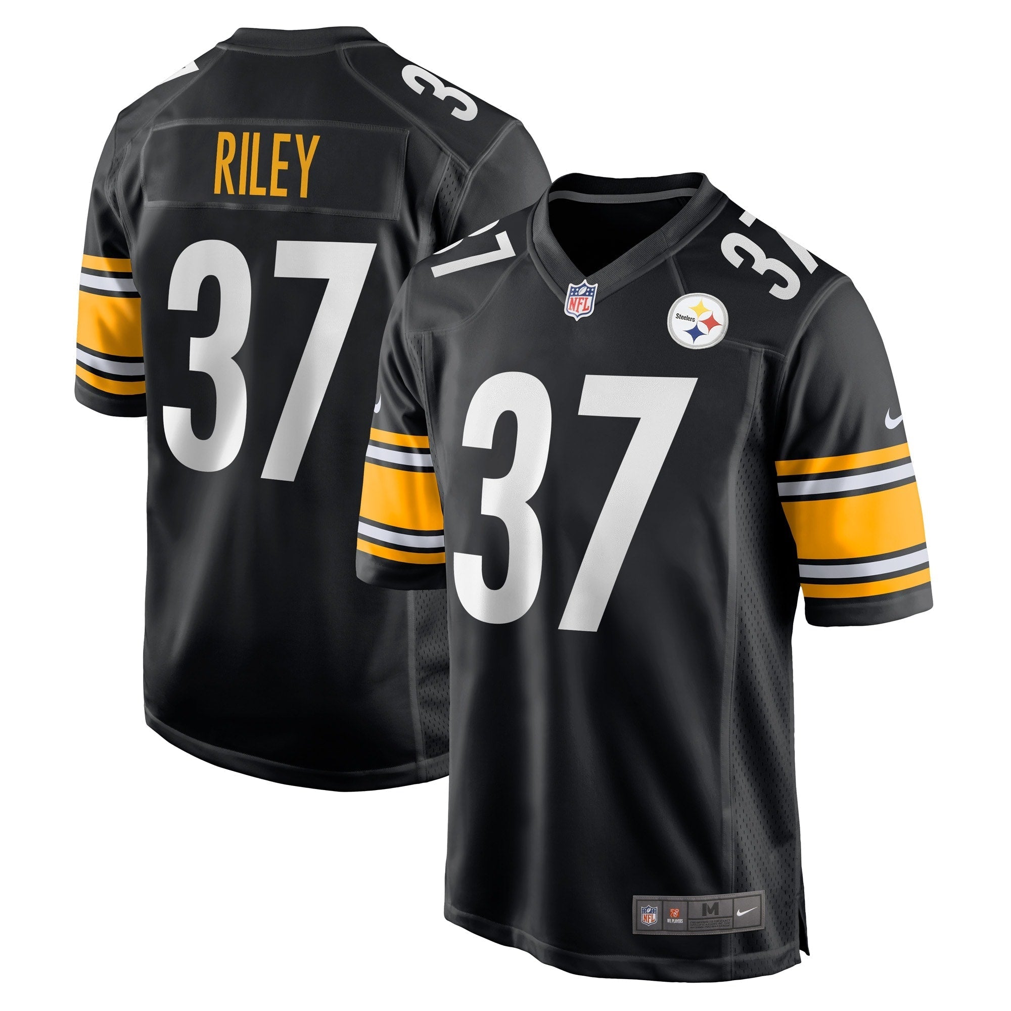 Men's Nike Elijah Riley Black Pittsburgh Steelers Game Player Jersey
