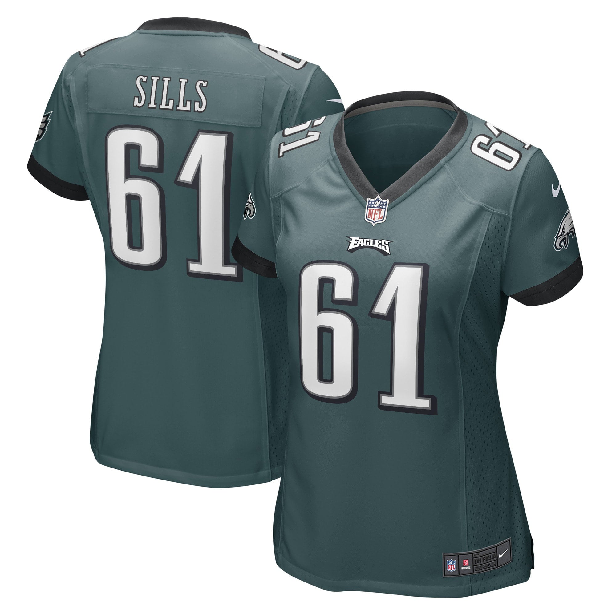 Women's Nike Josh Sills Midnight Green Philadelphia Eagles Game Player Jersey