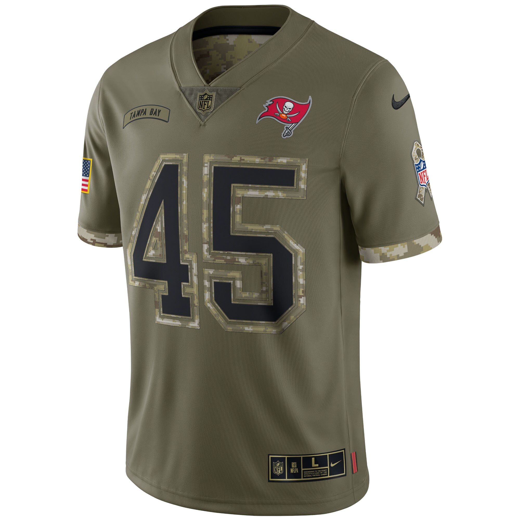 Men's Nike Devin White Olive Tampa Bay Buccaneers 2022 Salute To Service Limited Jersey
