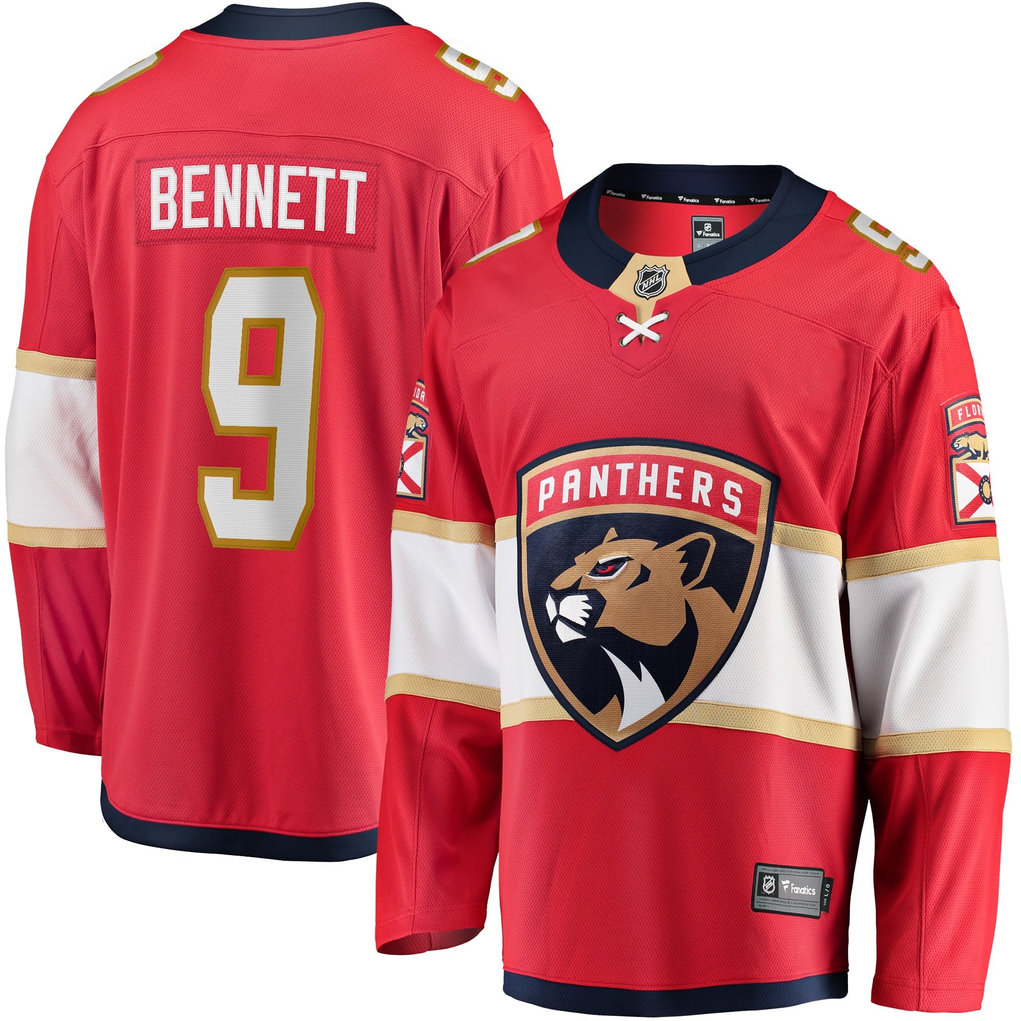 Men's Fanatics Branded Sam Bennett Red Florida Panthers 2017/18 Home Breakaway Replica Jersey