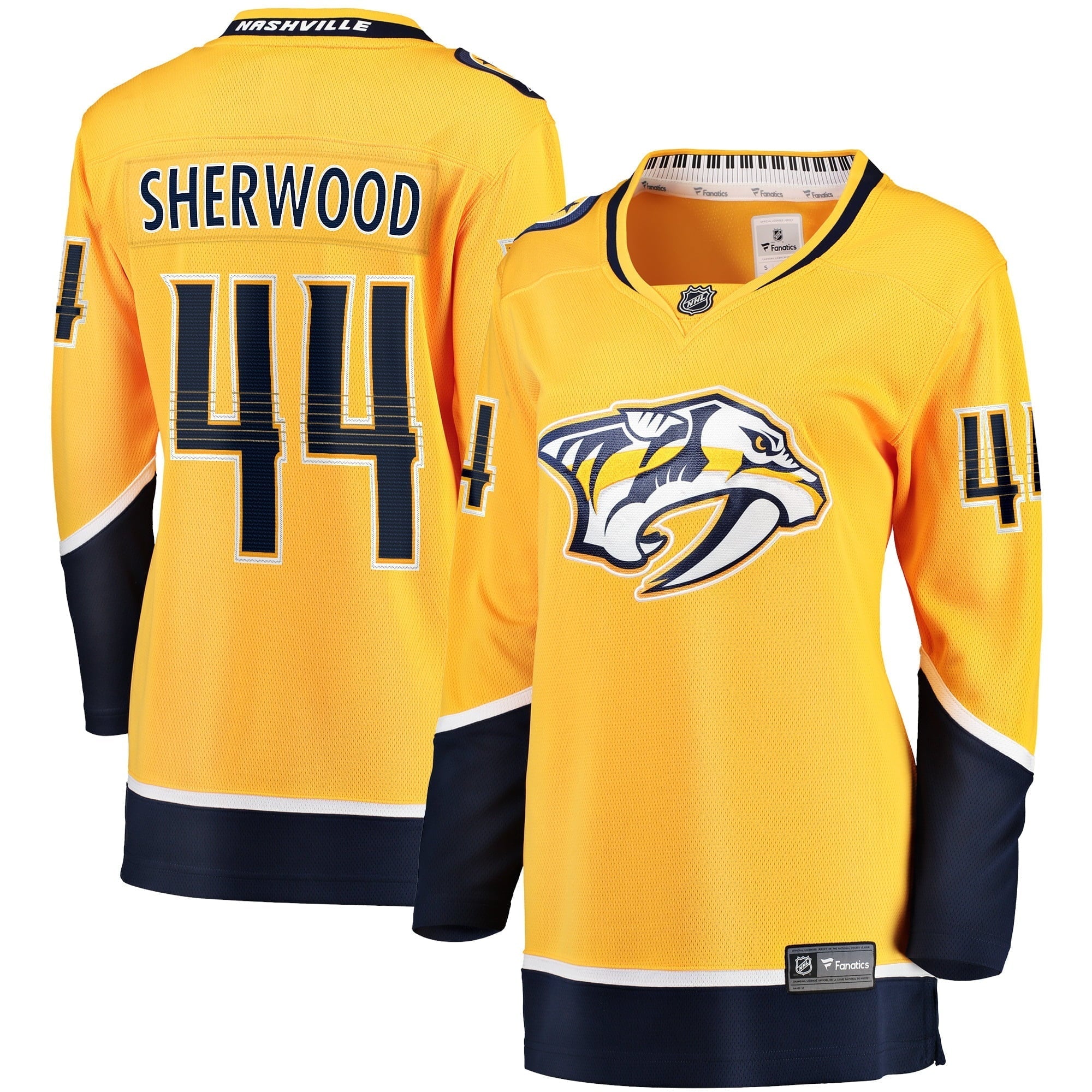 Women's Fanatics Branded Kiefer Sherwood Gold Nashville Predators Home Breakaway Player Jersey