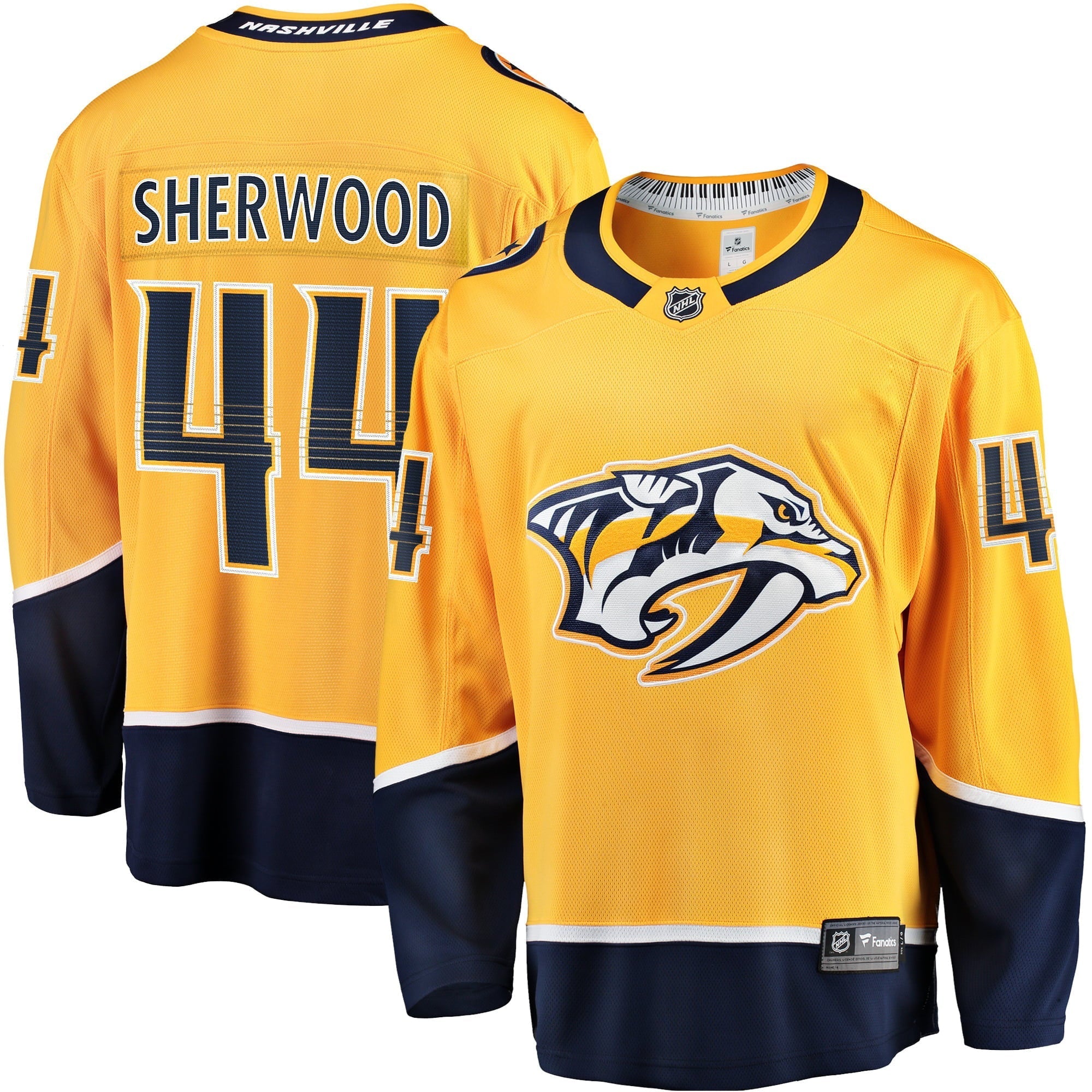 Men's Fanatics Branded Kiefer Sherwood Gold Nashville Predators Home Breakaway Player Jersey