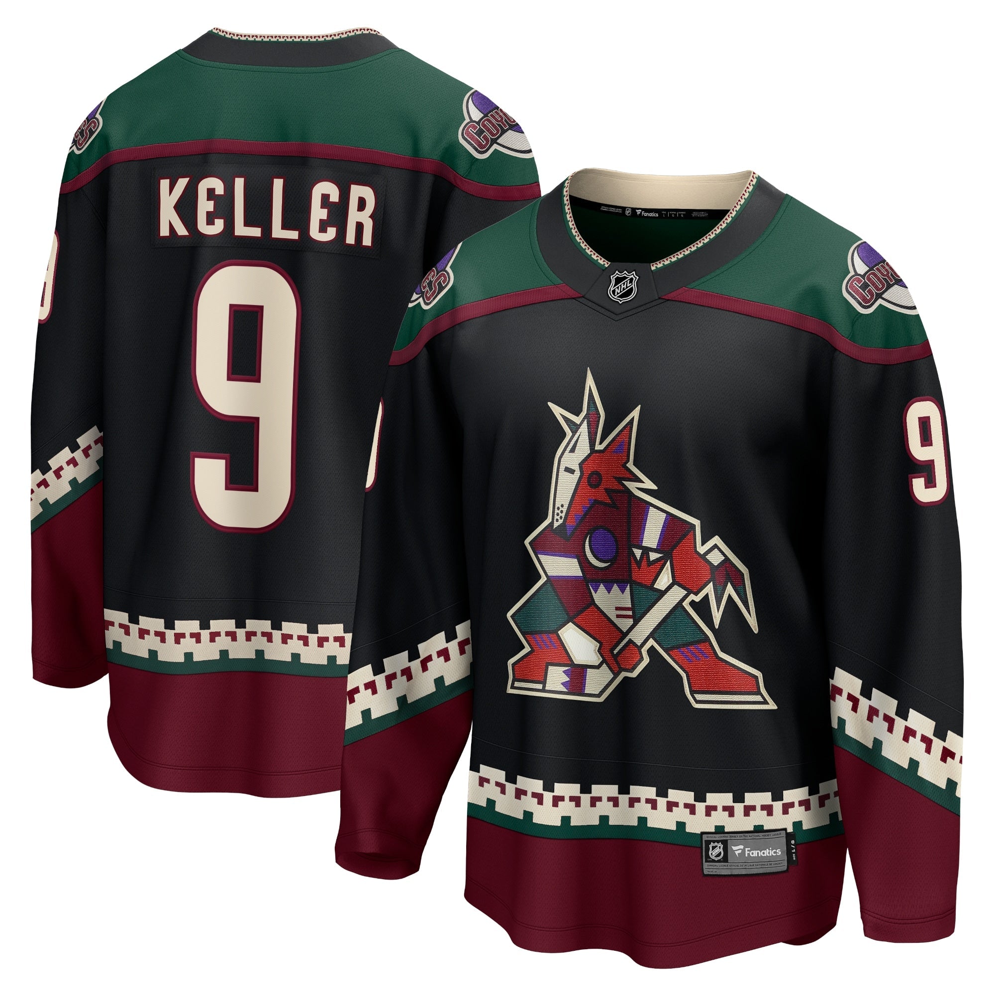 Men's Fanatics Branded Clayton Keller Black Arizona Coyotes Home Premier Breakaway Player Jersey