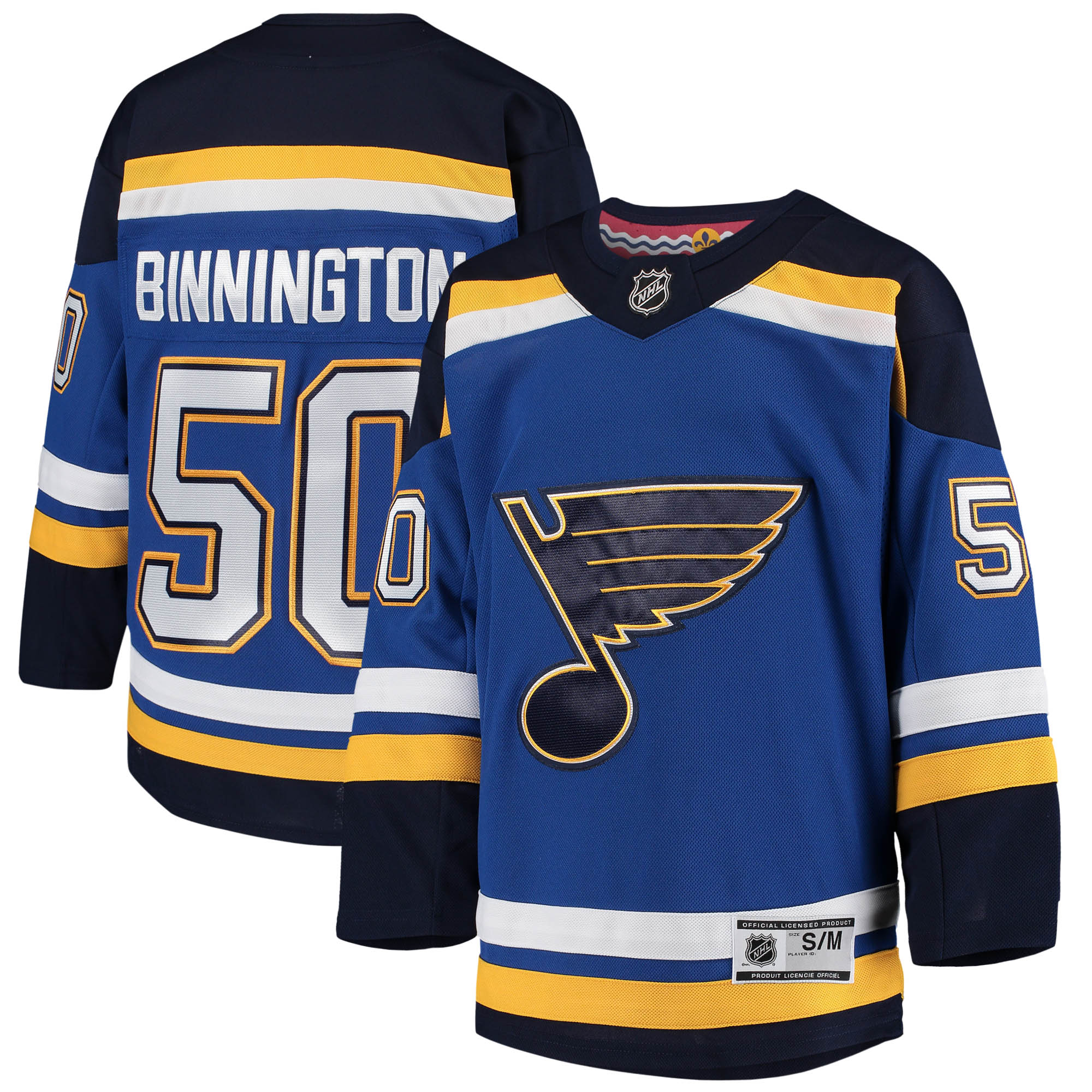 Jordans Binnington St. Louis Blues Youth Home Premier Player Jersey - Blue