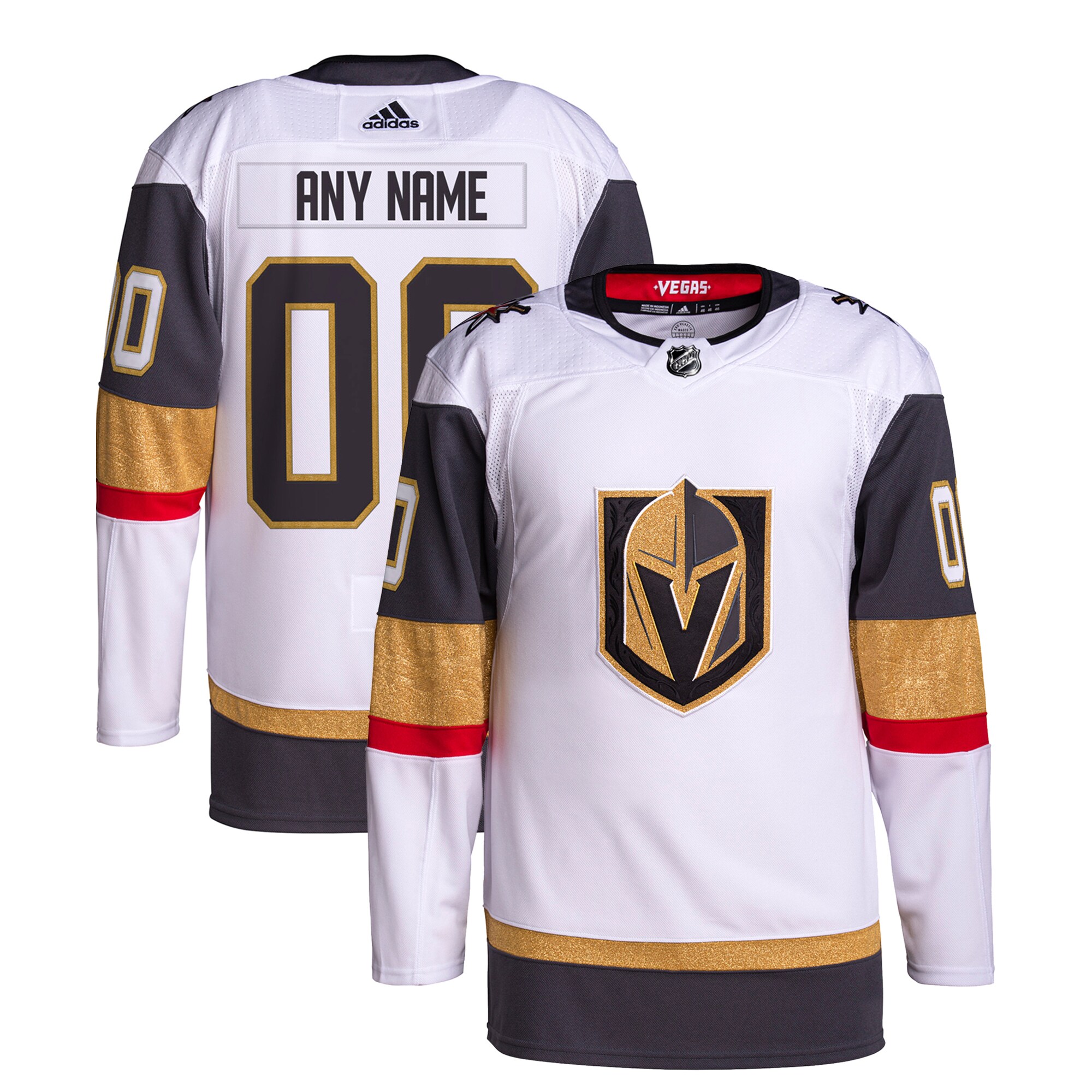 Vegas Golden Knights adidas Away Custom Primegreen Authentic Pro Jersey?White
