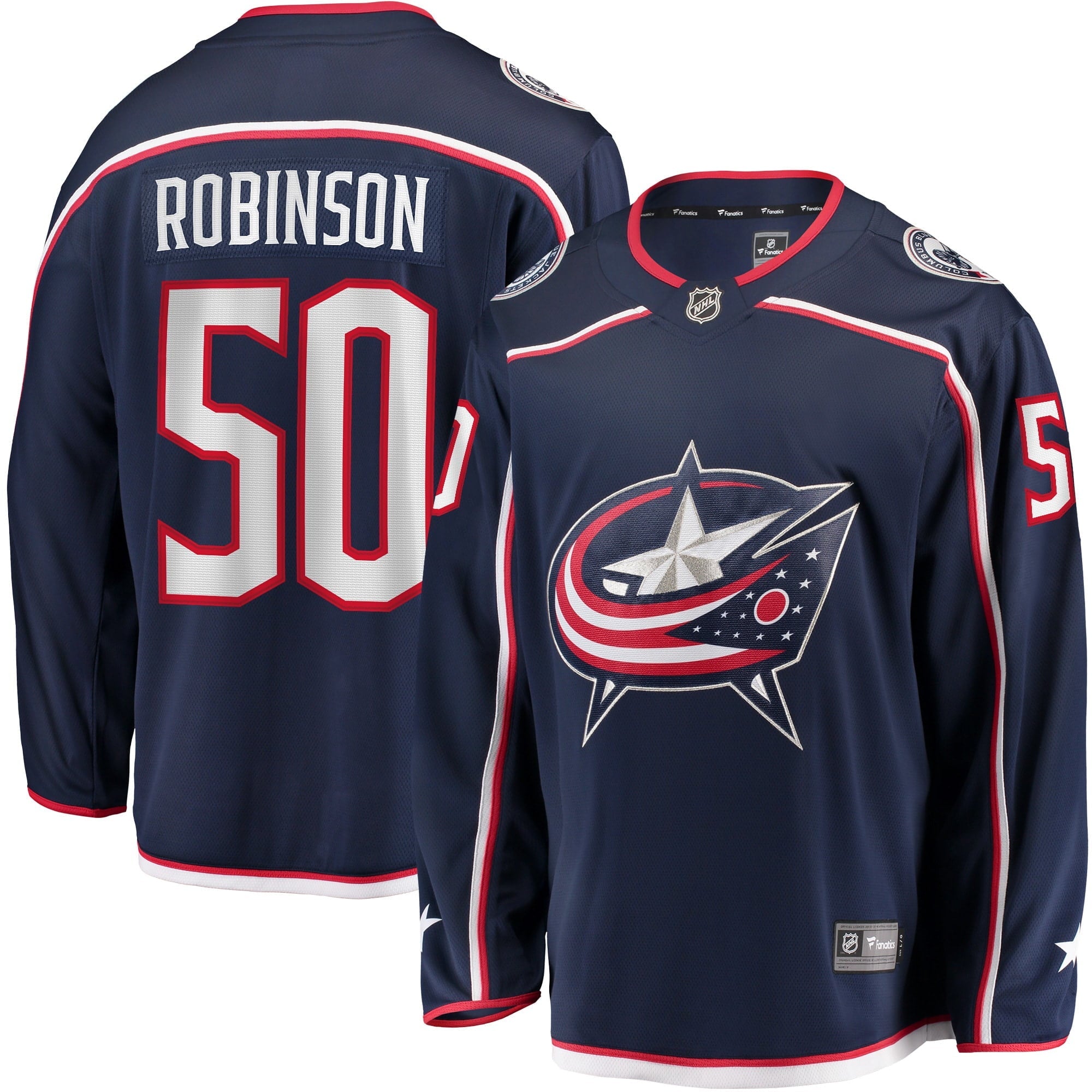 Men's Fanatics Branded Eric Robinson Navy Columbus Blue Jackets Home Breakaway Player Jersey