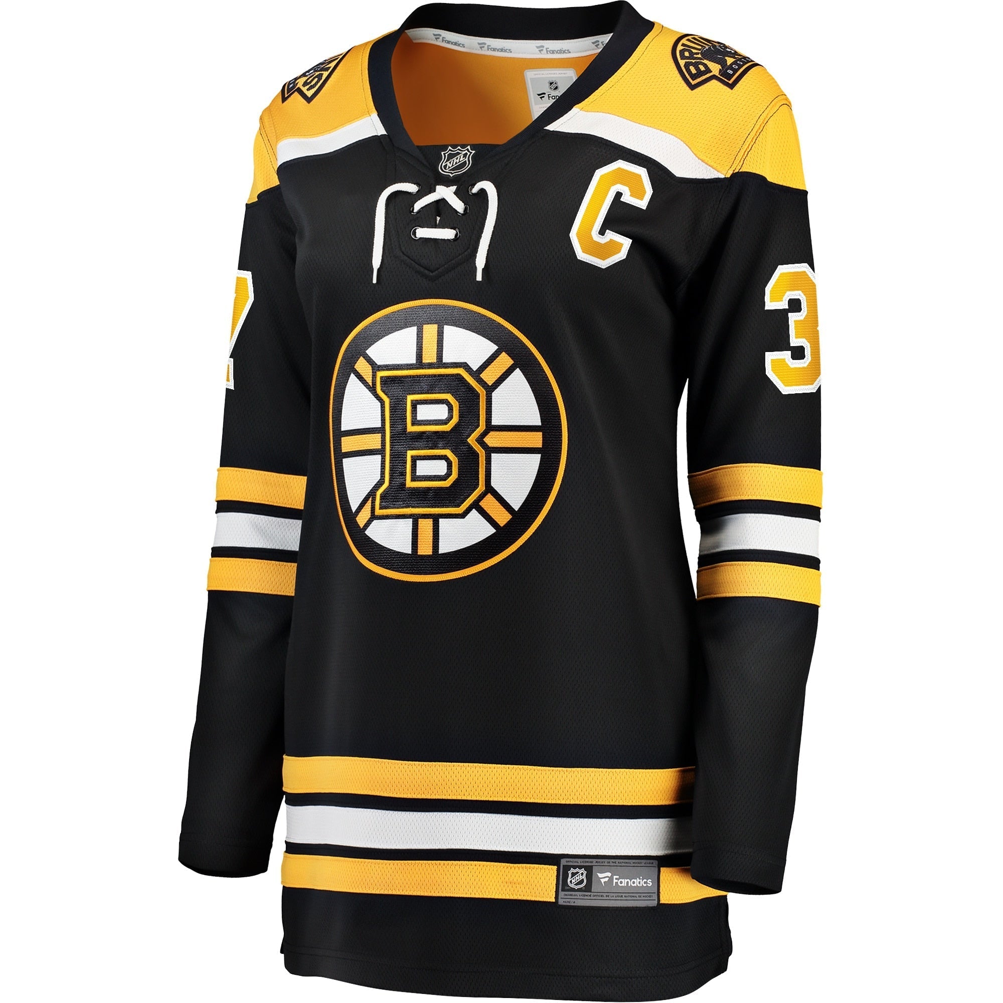 Women's Fanatics Branded Patrice Bergeron Black Boston Bruins Captain Patch Home Breakaway Jersey