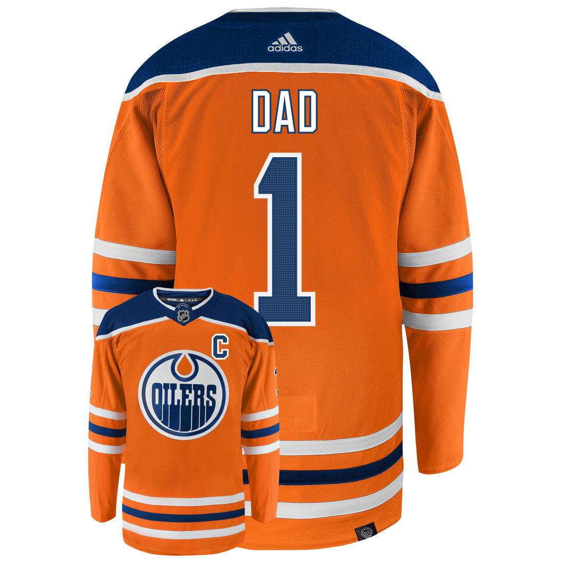 Edmonton Oilers Dad Number One Adidas Primegreen Authentic NHL Hockey Jersey