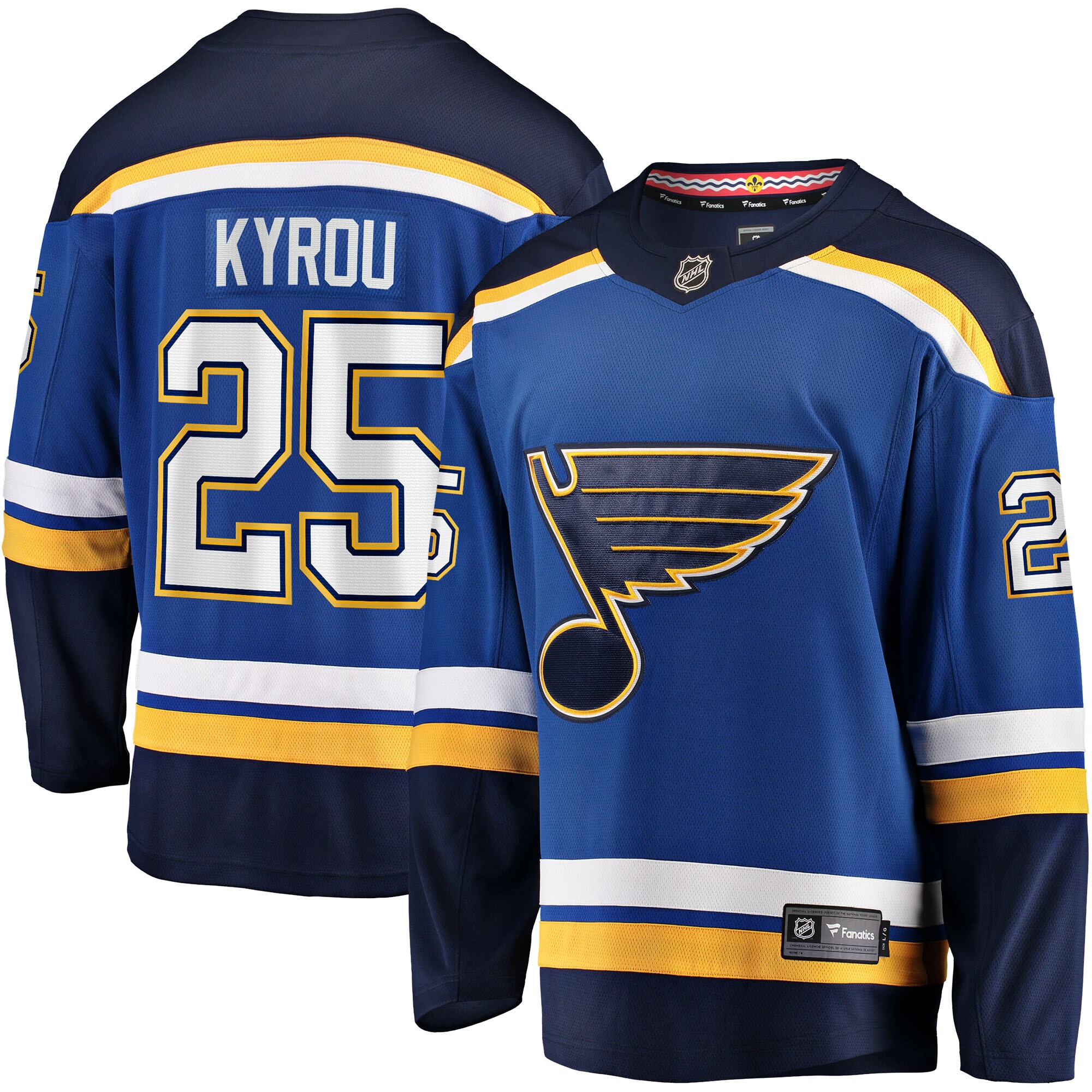 Jordans Kyrou St. Louis Blues Fanatics Branded Home Team Breakaway Player Jersey - Blue