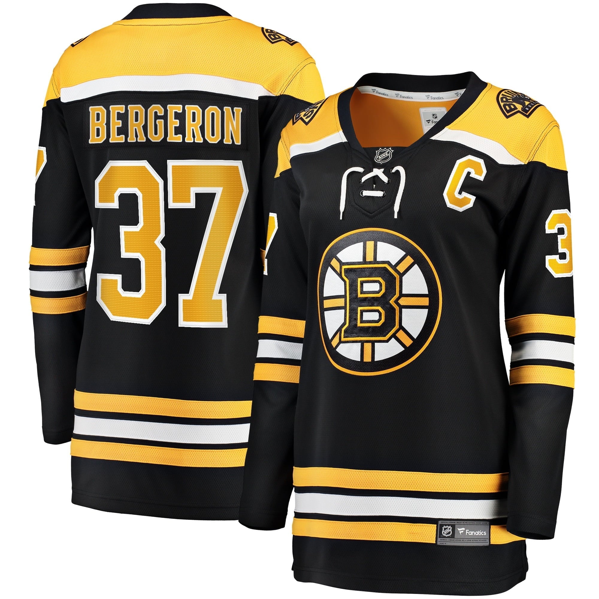 Women's Fanatics Branded Patrice Bergeron Black Boston Bruins Captain Patch Home Breakaway Jersey