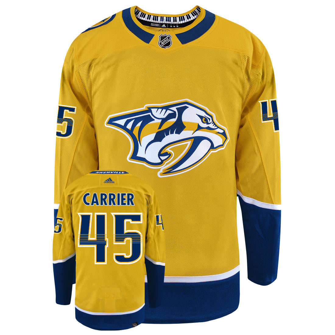 Alexandre Carrier Nashville Predators Adidas Primegreen Authentic NHL Hockey Jersey